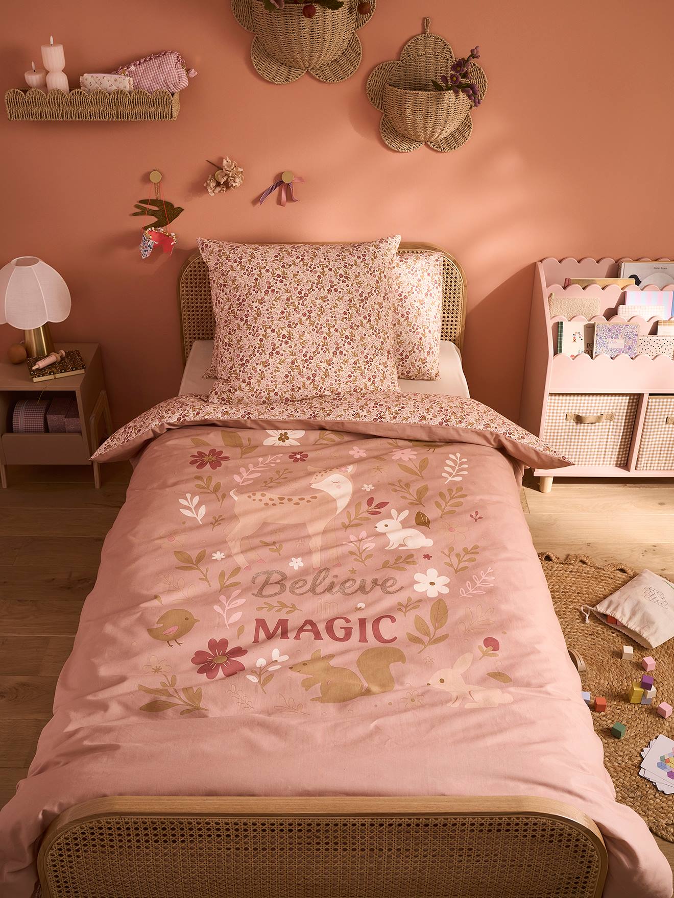 Parure housse de couette enfant et taie vieux rose