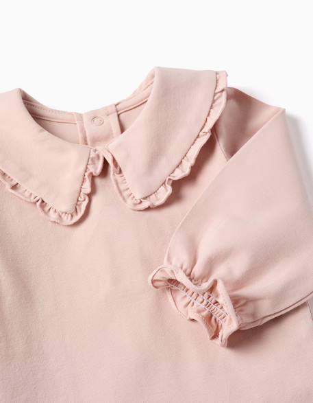 Body en coton à manches longues avec volants Blanc+Rose clair 7 - vertbaudet enfant 