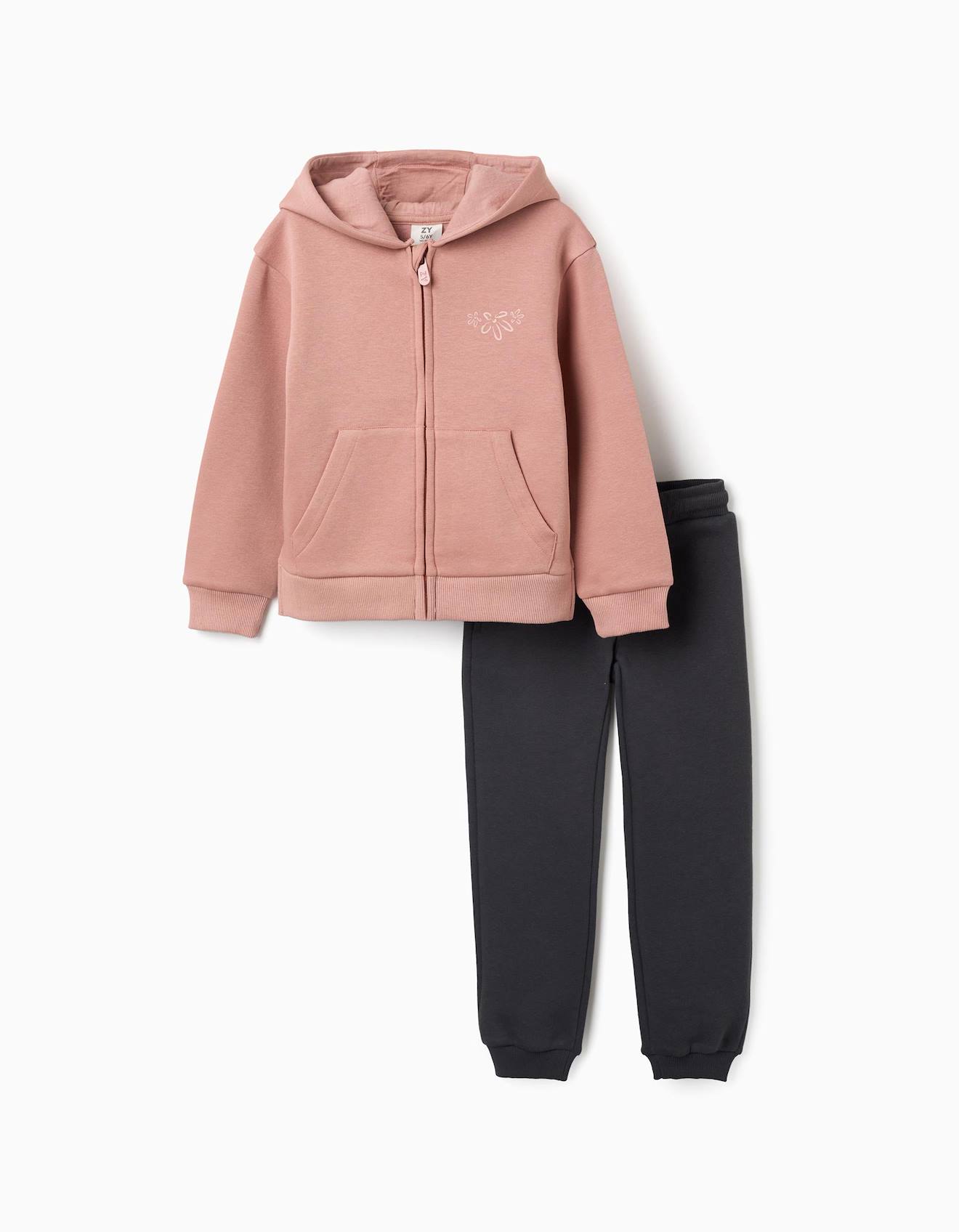 Ensemble De Jogging En Coton Peigné Avec Imprimé Fleur Rose