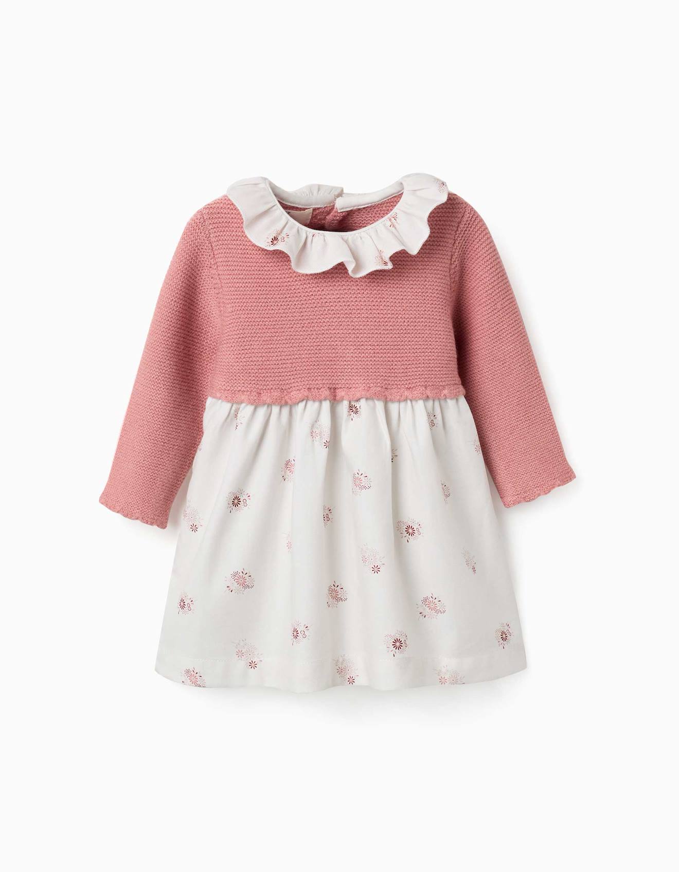 Robe Bi-matière Avec Imprimé Floral Rose