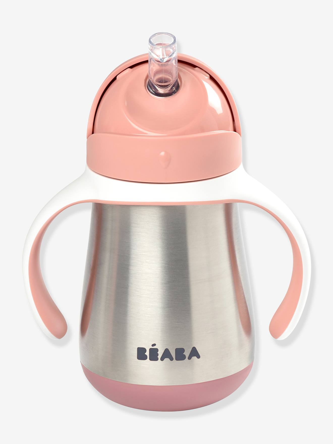 Tasse paille inox (250 ml) BEABA rose