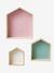 Lot de 3 étagères maison bois bleu+bois/multicolore+Rose 14 - vertbaudet enfant 
