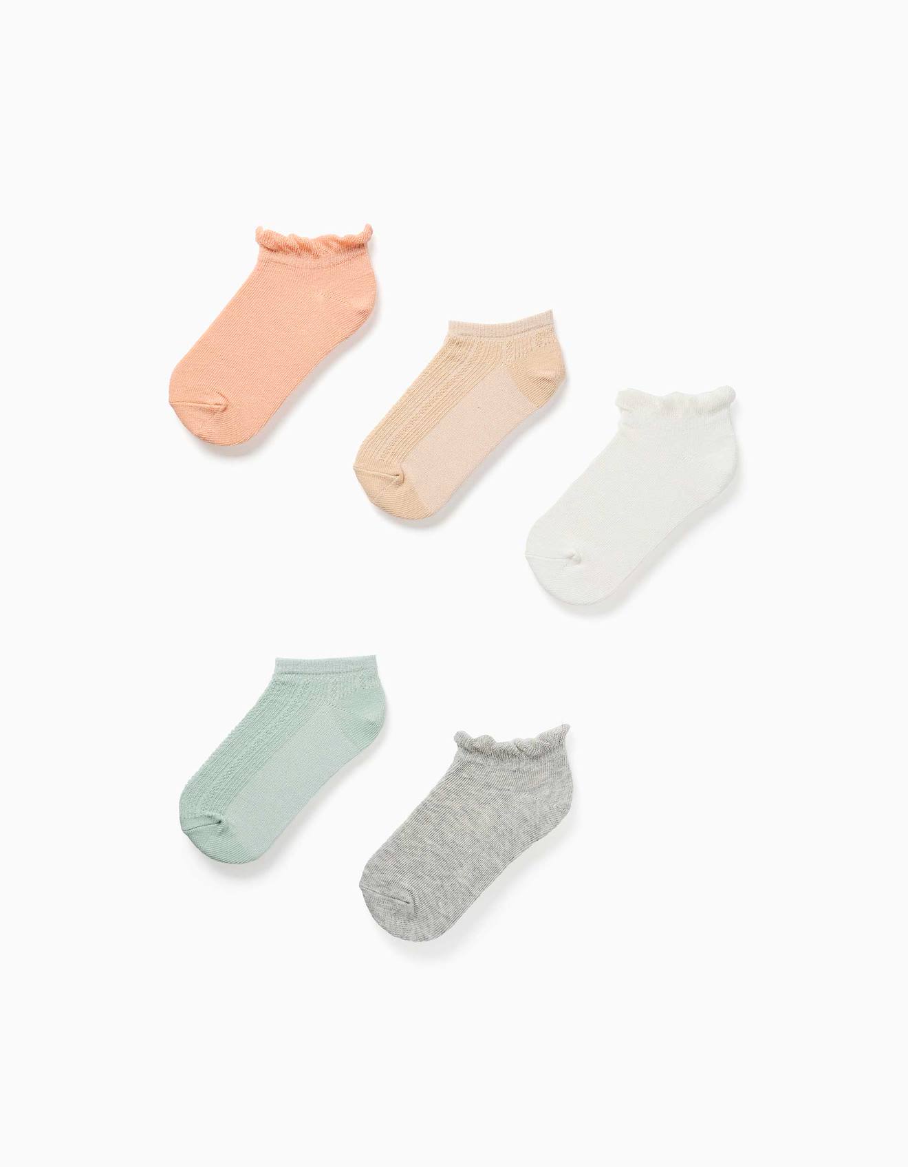 5 Paires De Socquettes Avec Volants/jacquard Multicolore