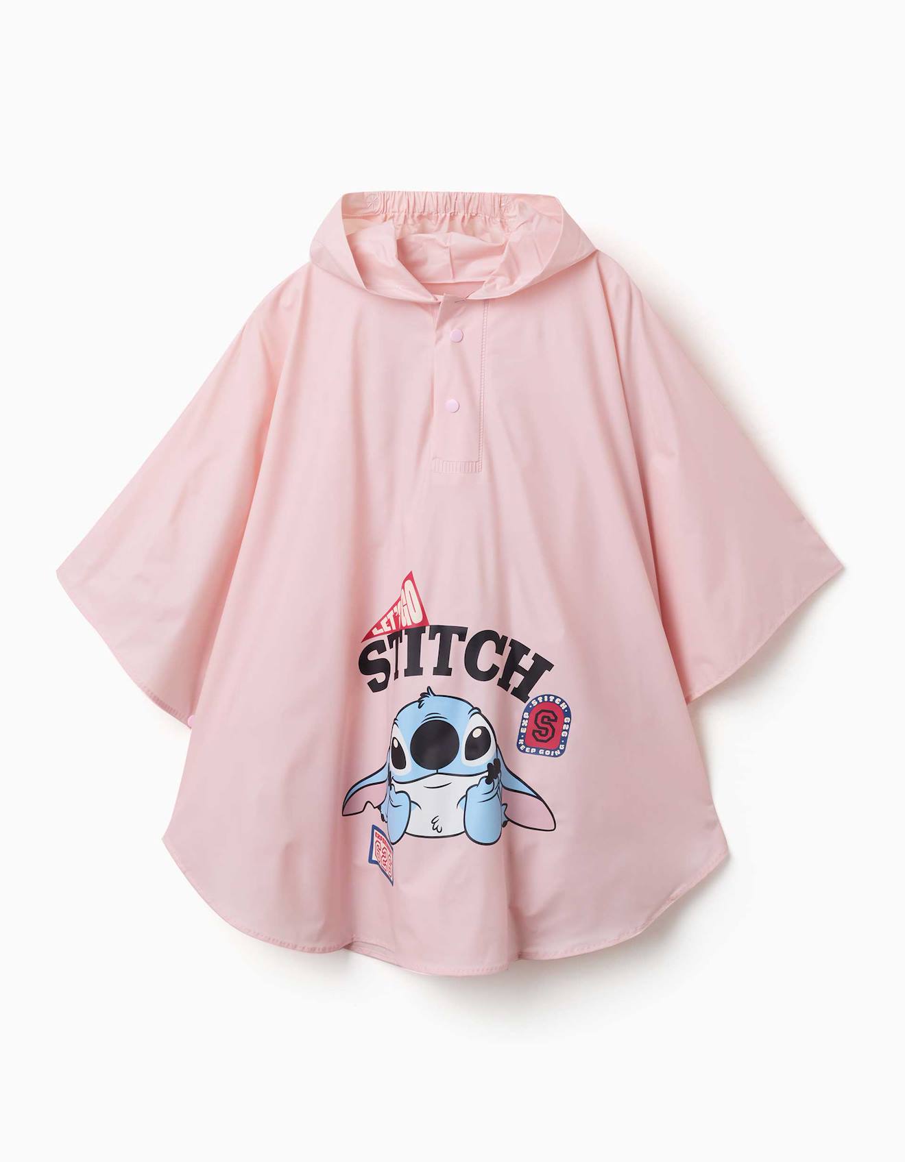 Poncho De Pluie À Capuche Avec Imprimé Stitch Rose