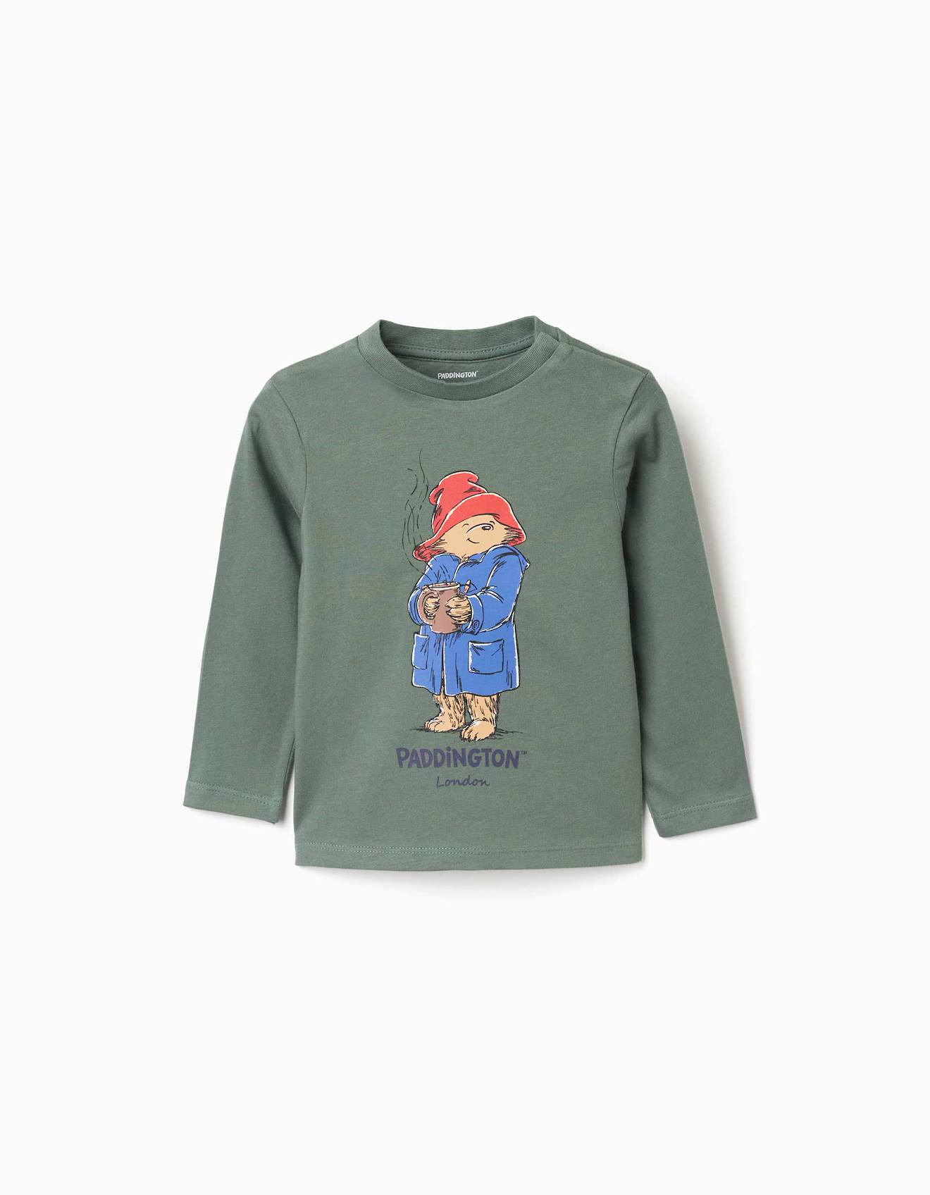 T-shirt En Coton À Manches Longues Avec Paddington Vert Foncé