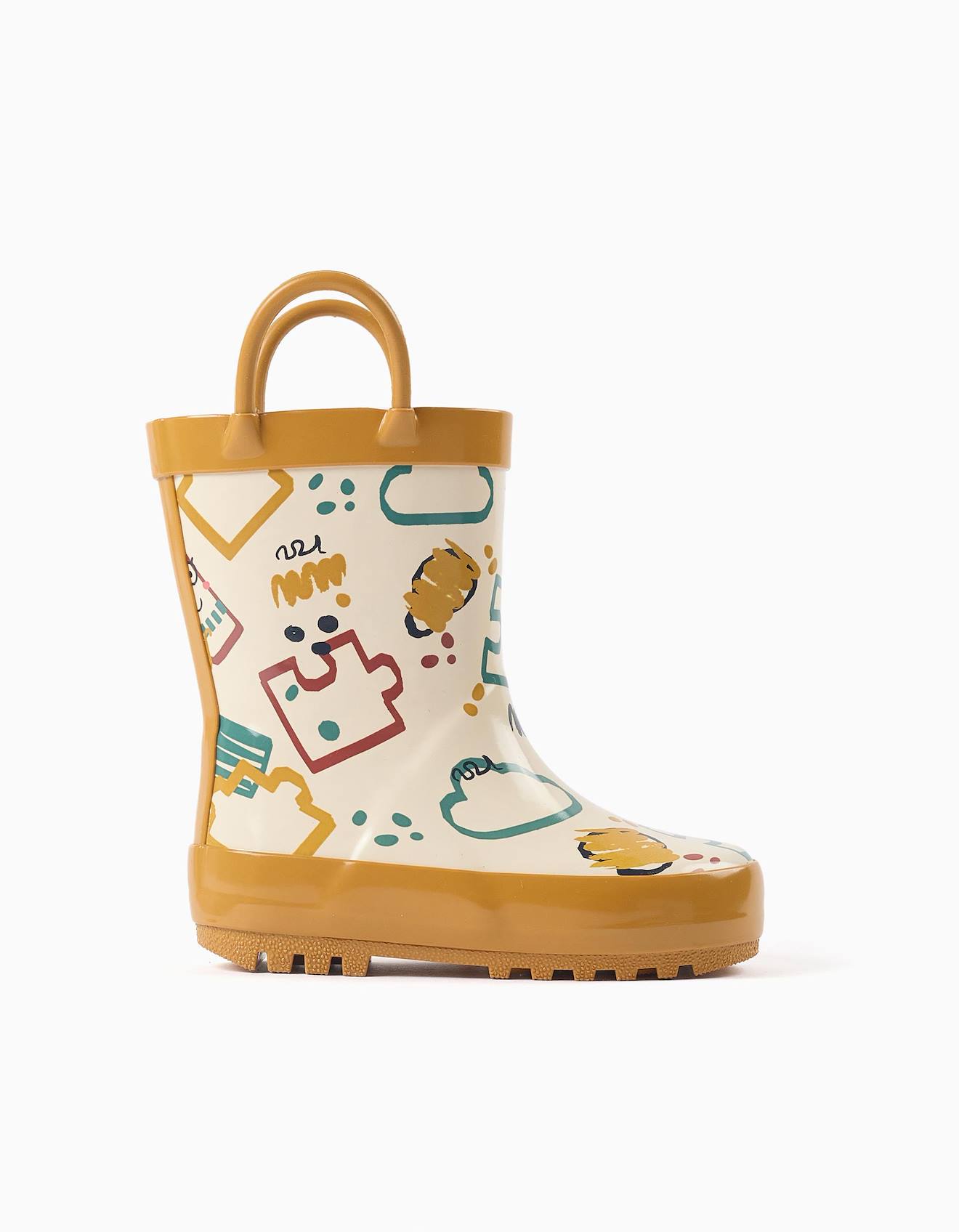 Bottes De Pluie Avec Anses Et Imprimé Jaune Bottes De Pluie Avec Anses Et Imprimé Jaune