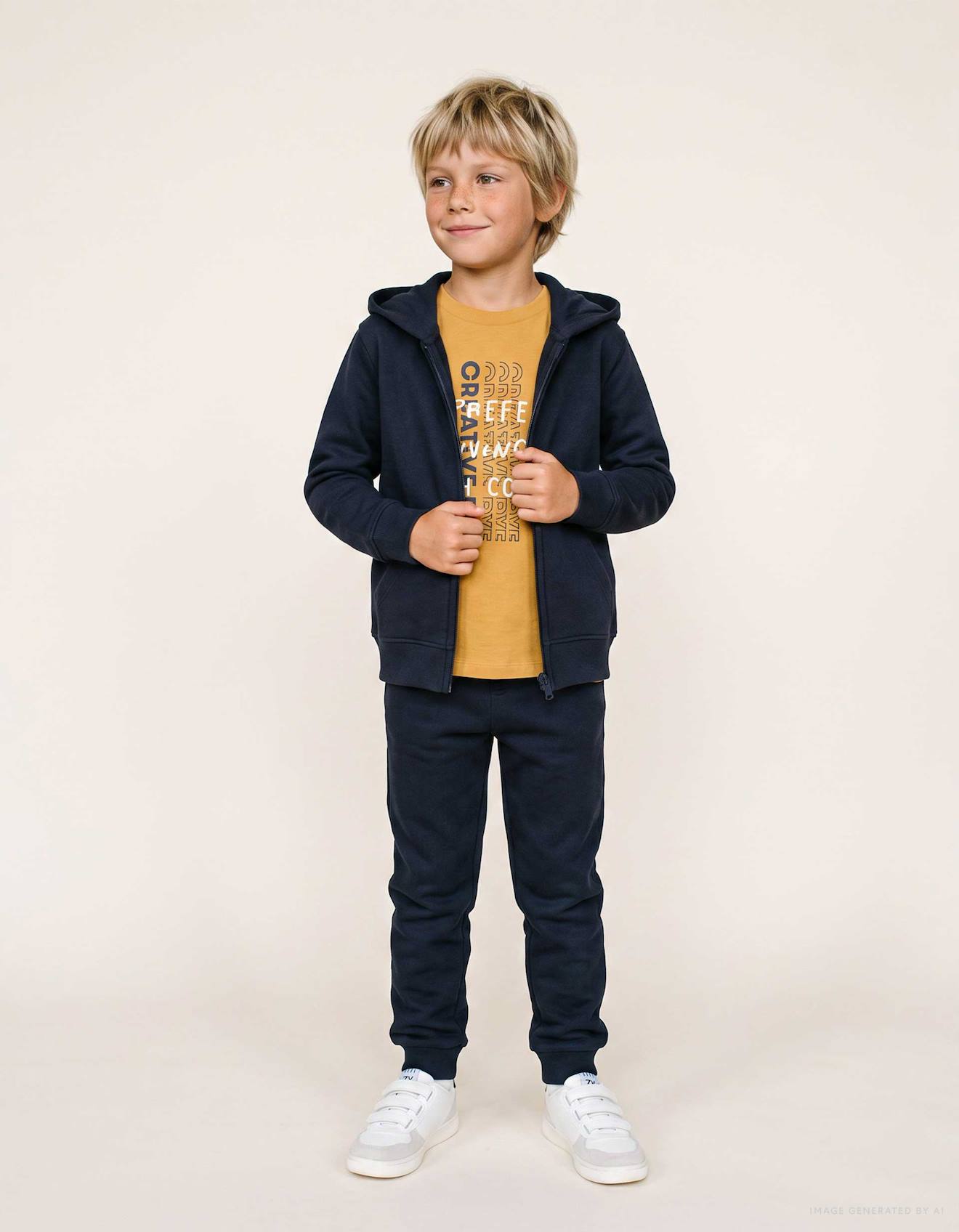 Ensemble De Jogging 3 Pièces En Coton Bleu Foncé
