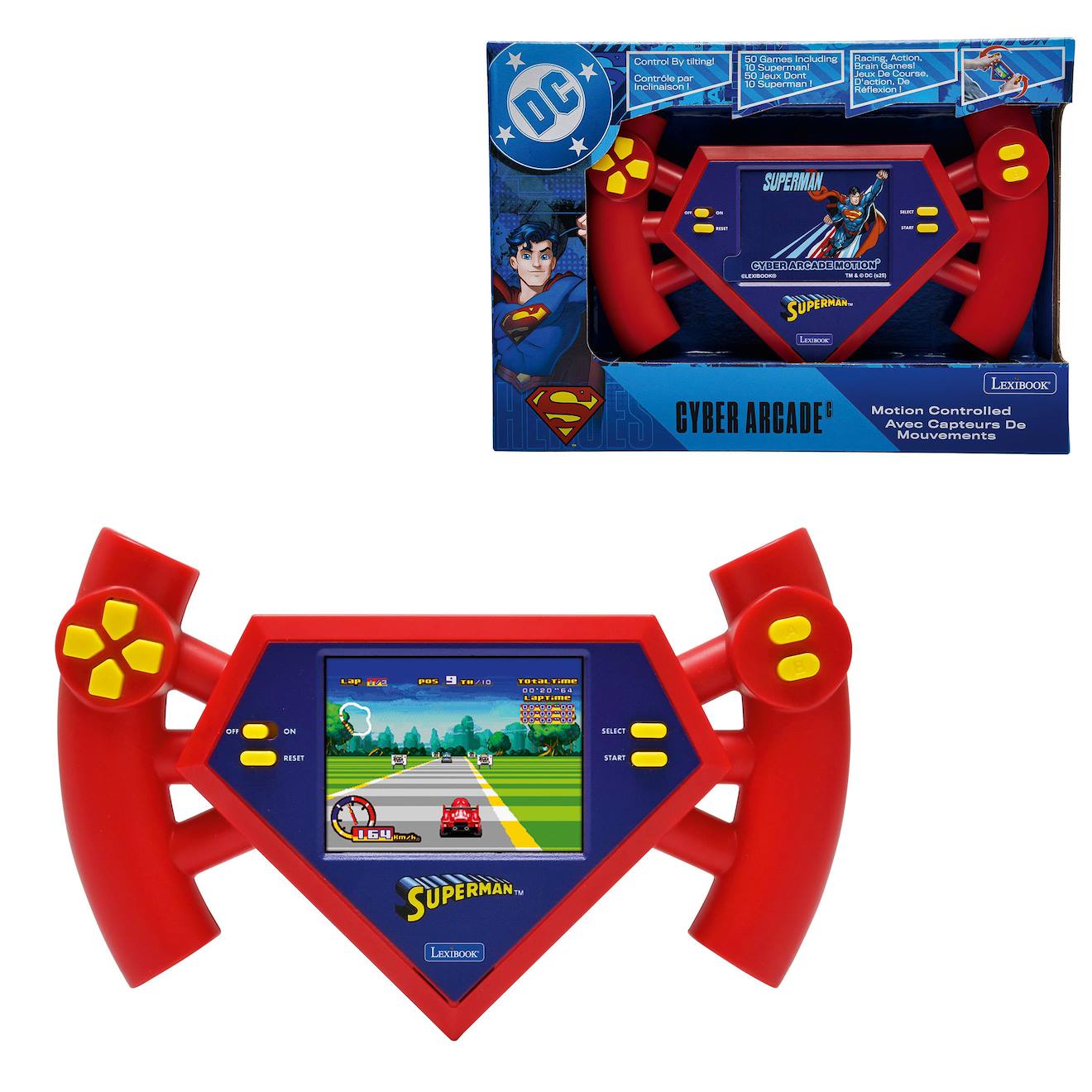 Superman Cyber Arcade Motion ® Console Portable Avec Contrôle Gestuel, Écran Lcd Couleur 2.8'' Et 50 Jeux Inclus Dont 10 De L’univers Superman Multicolore
