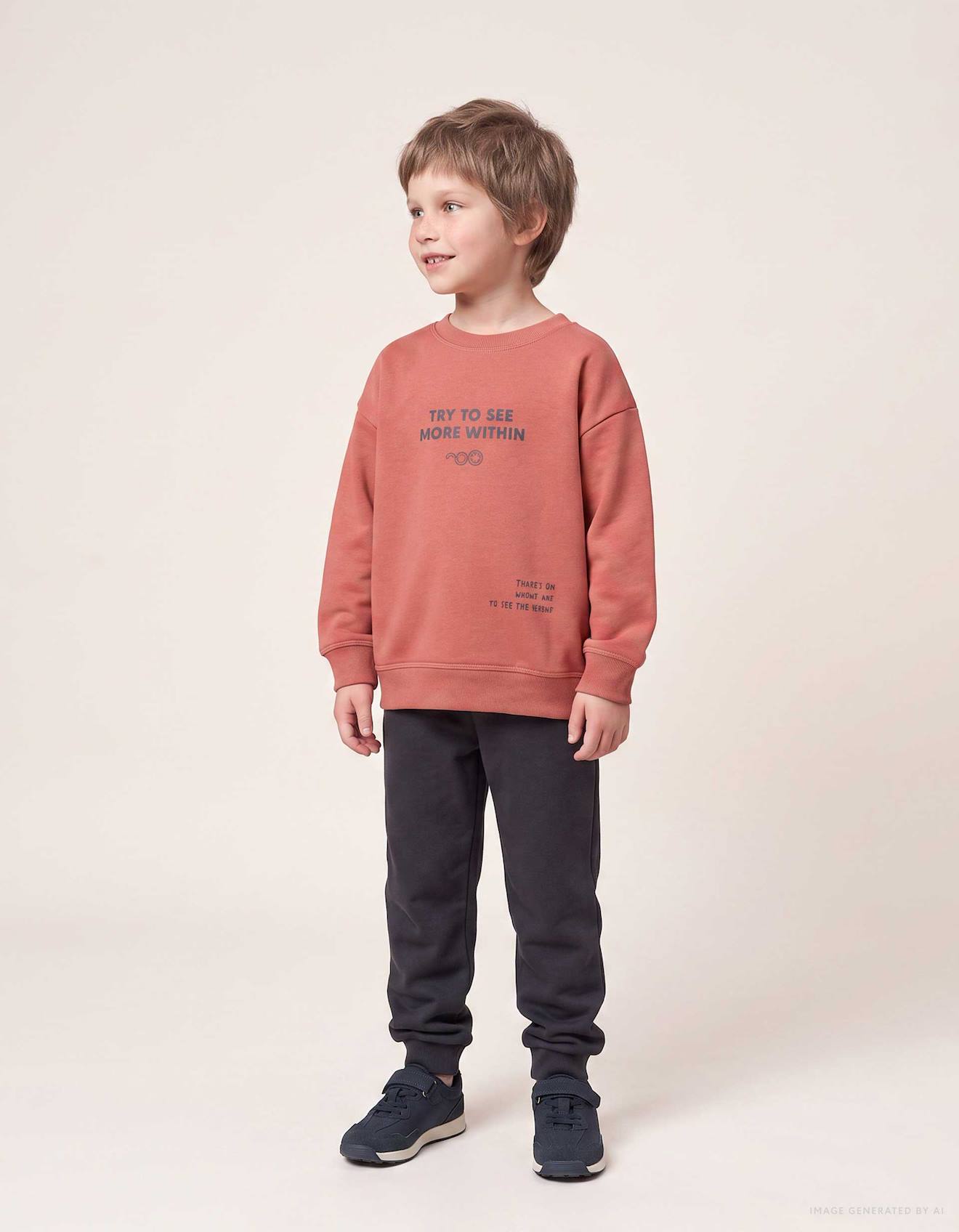 Ensemble De Jogging En Coton Peigné Avec Imprimé Marrón