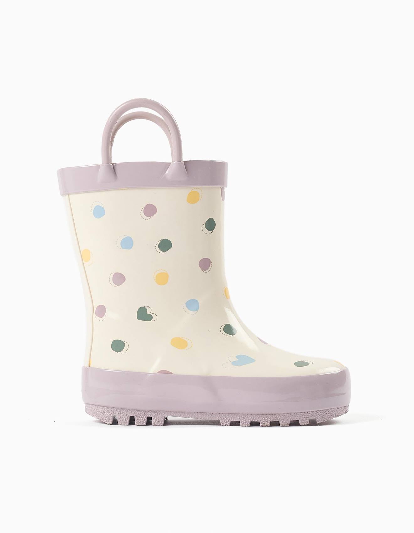 Bottes De Pluie Avec Anses Et Motif À Pois Mauve Clair Bottes De Pluie Avec Anses Et Motif À Pois Mauve Clair
