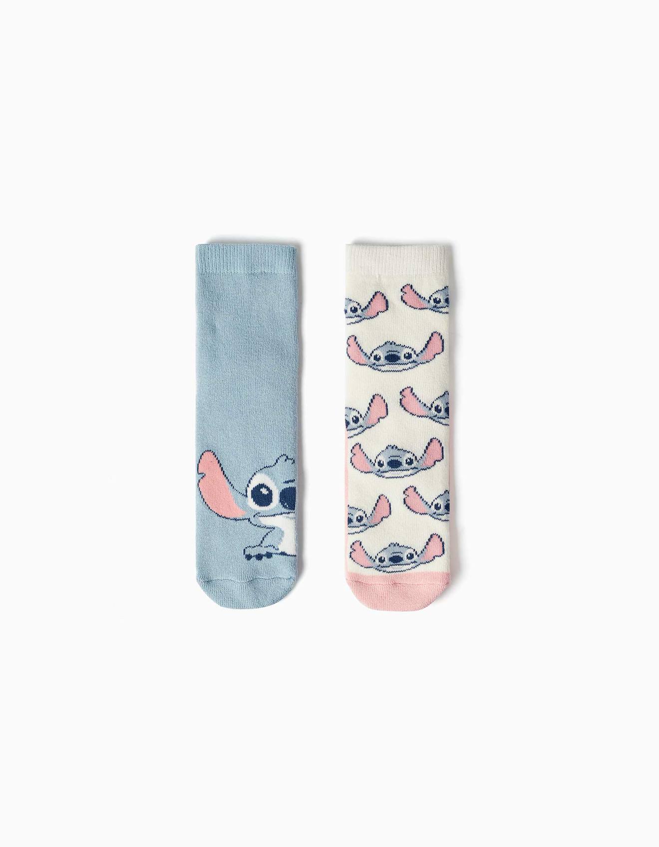 Lot De 2 Chaussettes Antidérapantes En Éponge Avec Stitch Multicolore