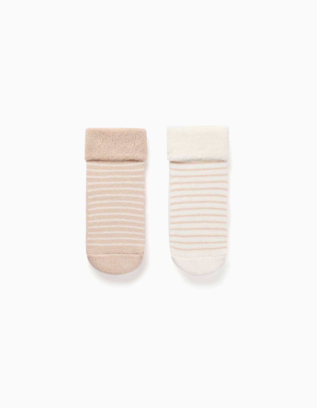 Lot De 2 Chaussettes En Éponge Antidérapantes À Rayures Multicolore