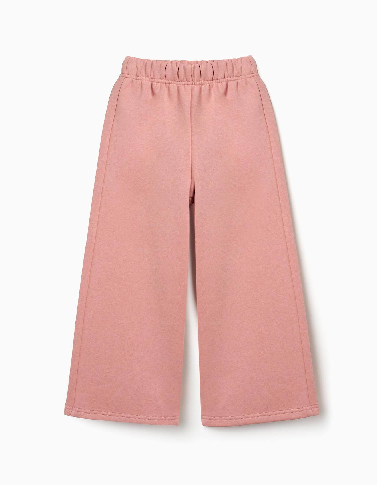 Pantalon À Jambe Large En Molleton Avec Doublure En Coton Peigné Rose