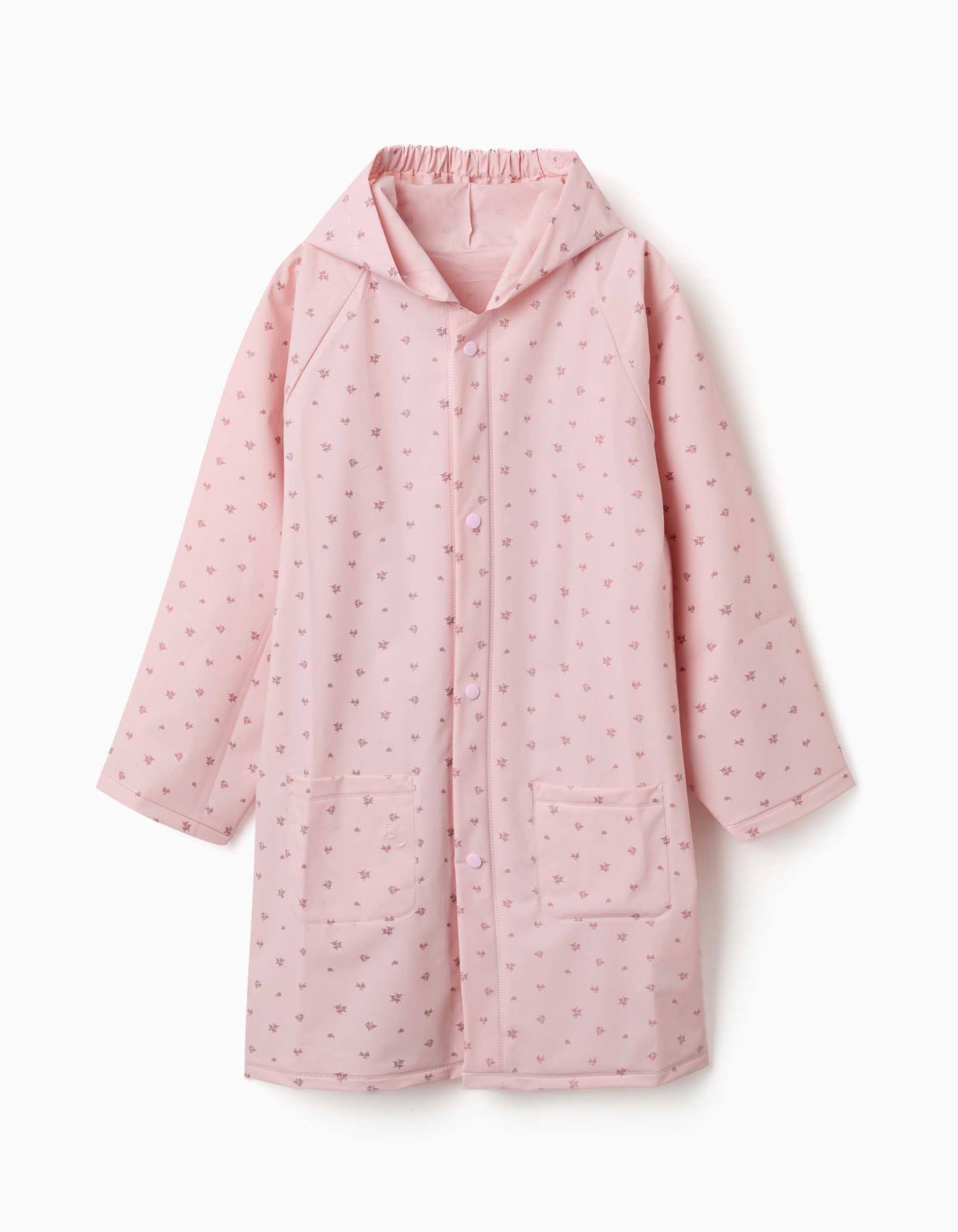 Cape De Pluie Avec Capuche Et Imprimé Floral Rose Clair