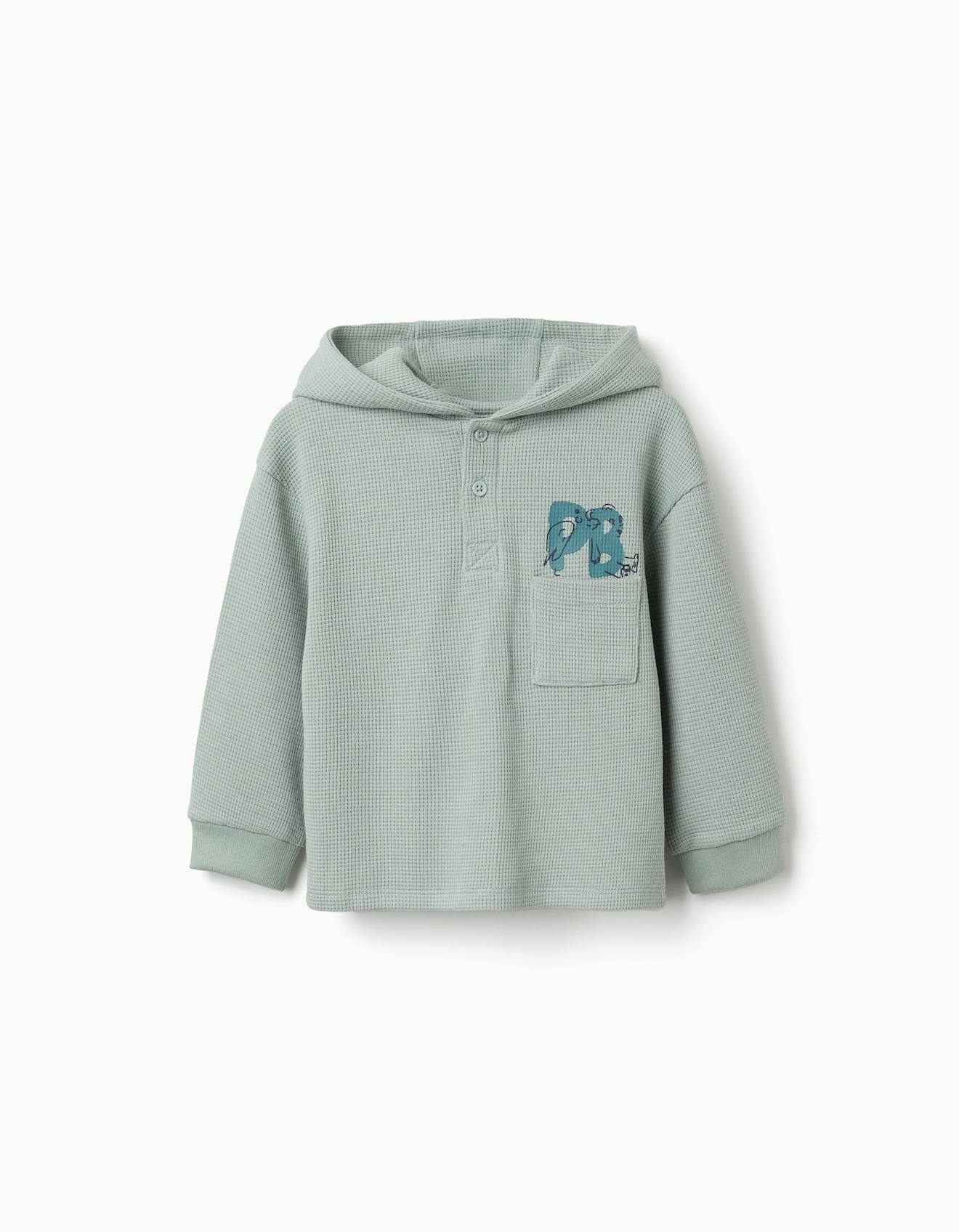 T-shirt À Capuche Avec Imprimé Et Poche Vert