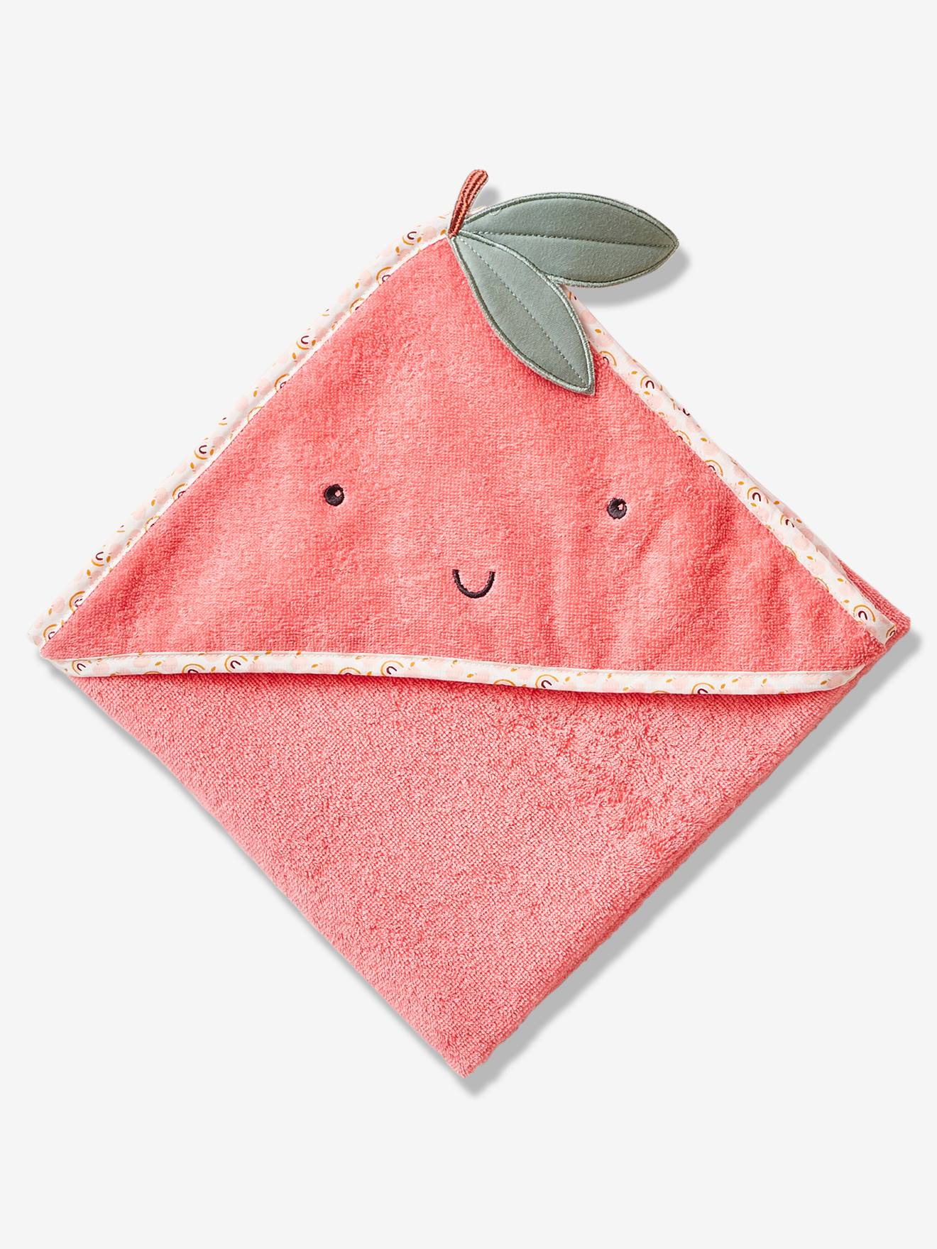 VERTBAUDET Cape De Bain + Gant Biche Oeko-Tex® Blush 80x80 Cm - Douce Éponge Coton Pour Bébé