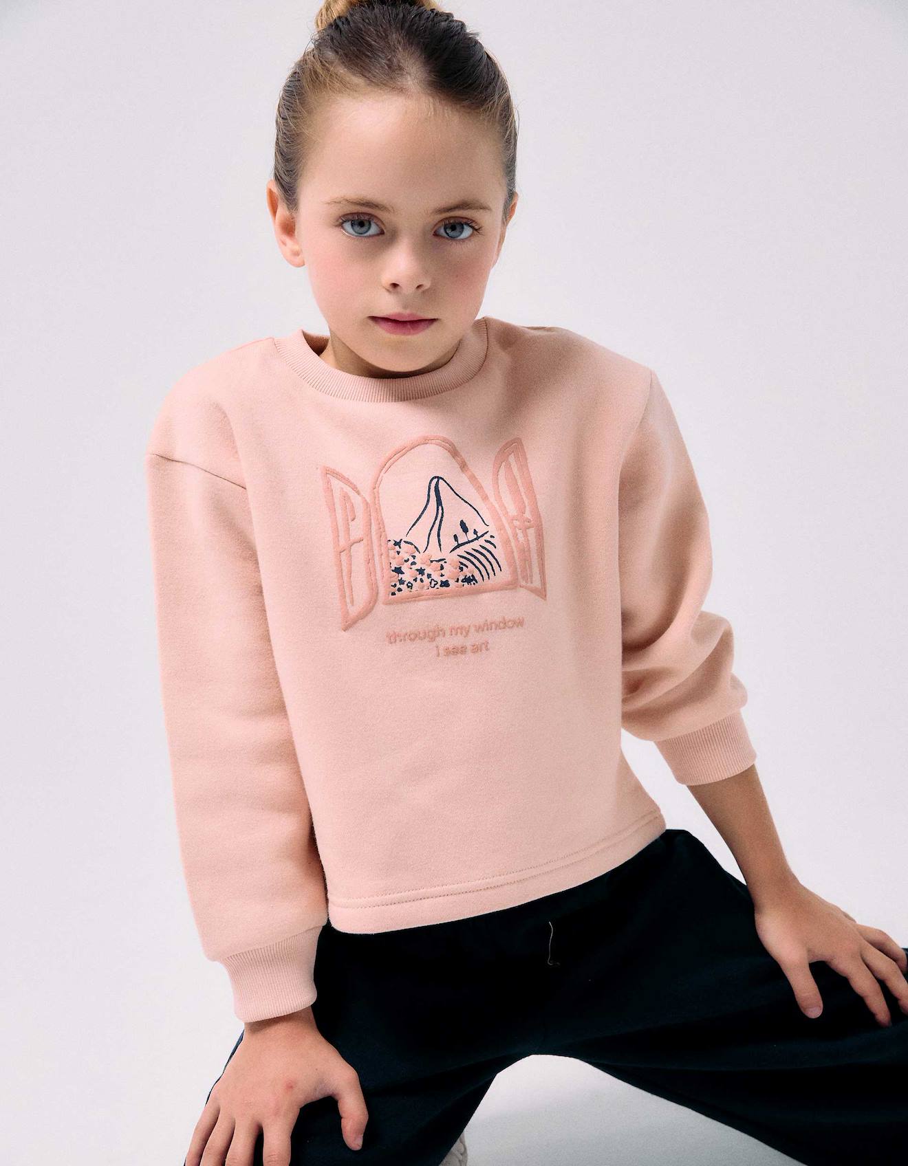 Ensemble De Jogging En Coton Peigné Avec Imprimé Art Rose Clair