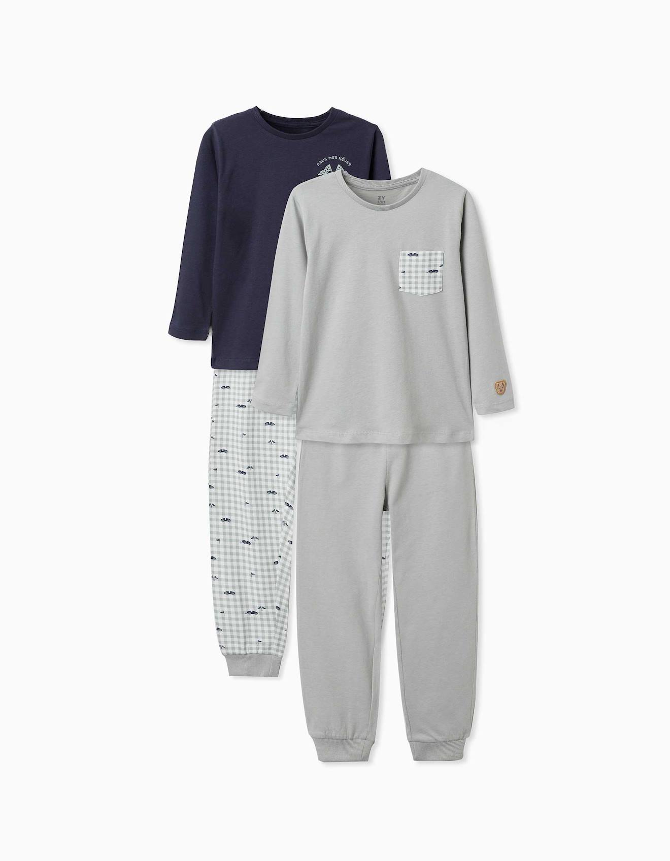 Lot De 2 Pyjamas Longs En Coton Avec Imprimés Voitures Multicolore