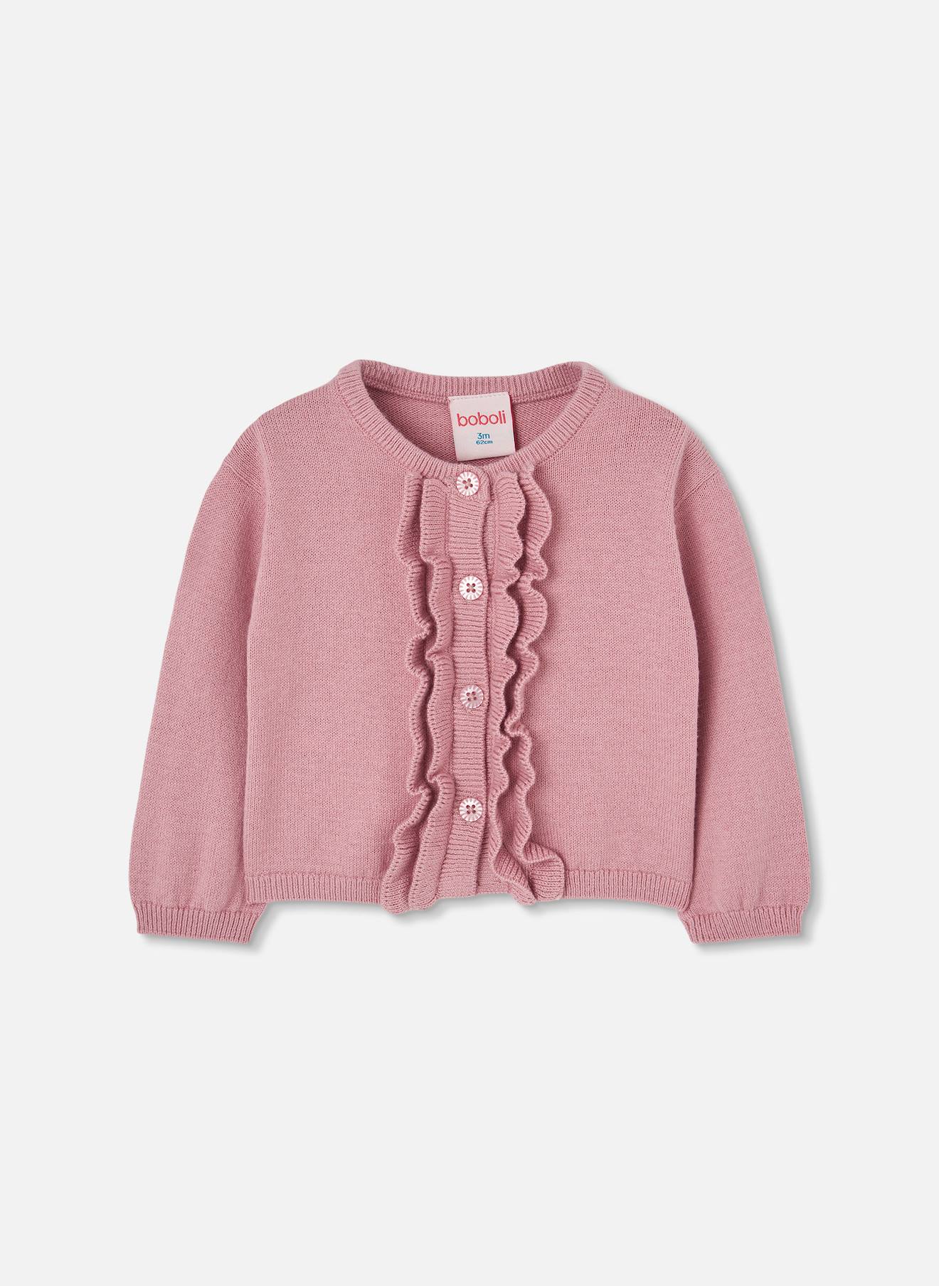 Gilet Bébé Fille En Maille À Volants Rose