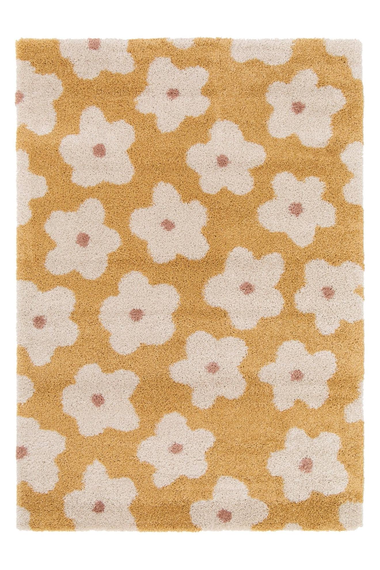 Tapis Enfant Épais Et Confortable Fleurs Jaune Naturel