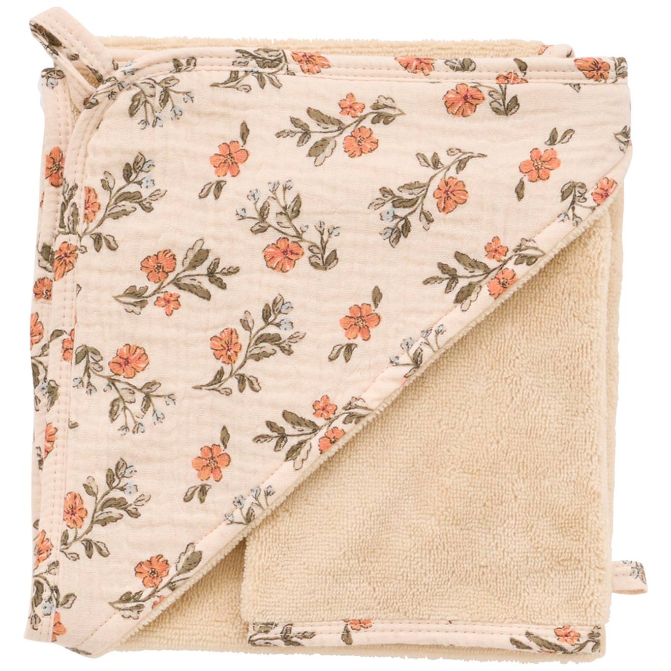 Cape De Bain Bambou Et Gant Fleurs Et Beige Beige