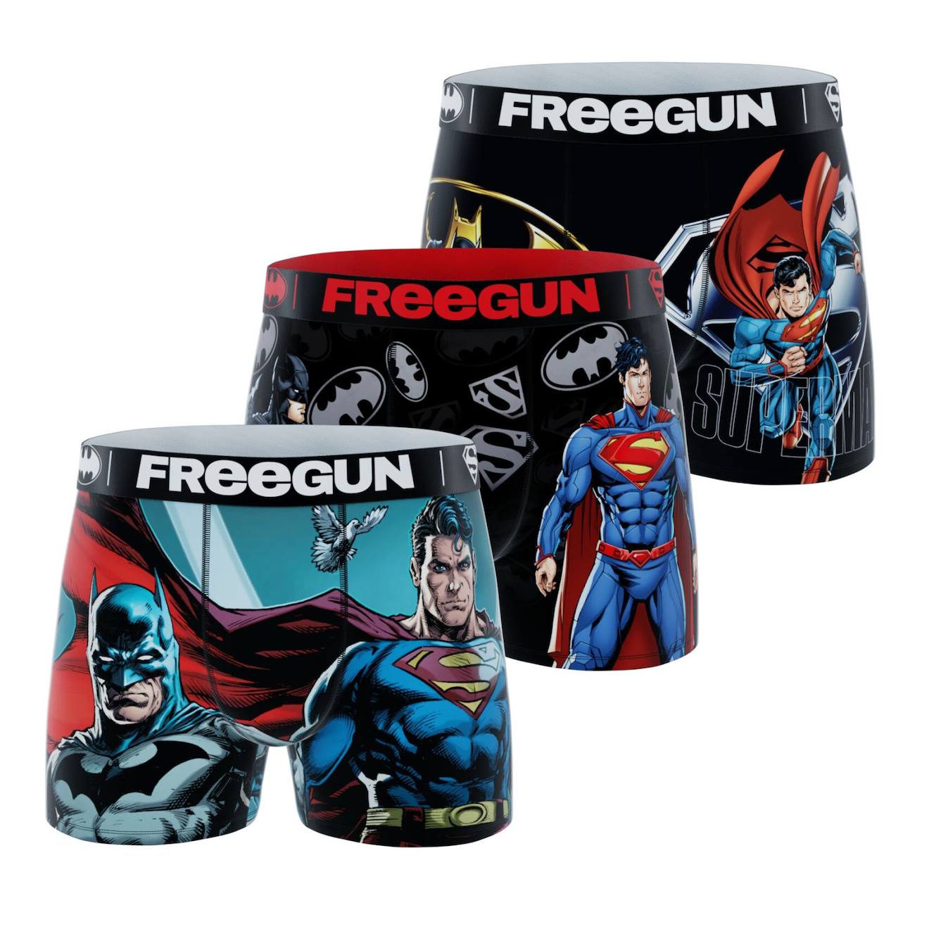 Lot De 3 Boxers Junior Dc Comics Noir/gris/bleu/rouge/doré/blan
