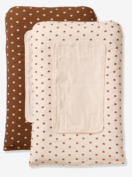 Vertbaudet - Lot de 2 housses de matelas à langer chocolat