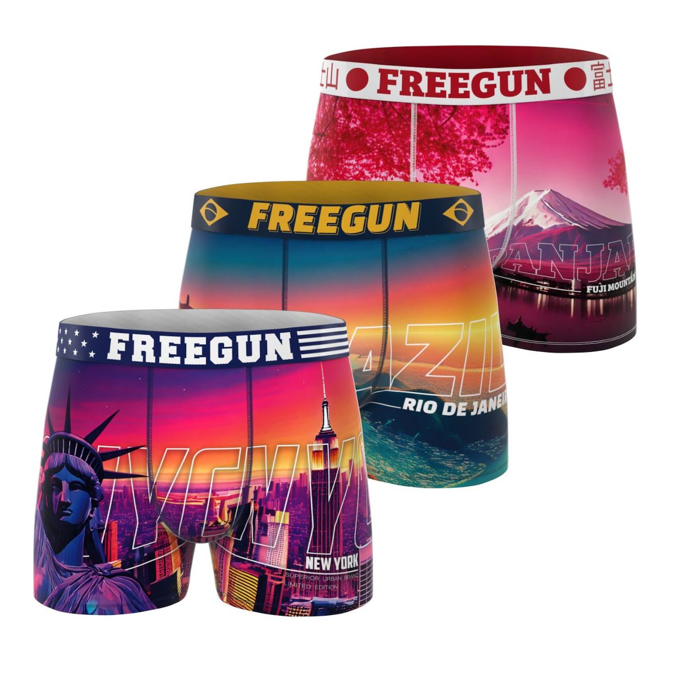 Lot De 3 Boxers Junior Collection World Painting Rose/violet/orange/vert/jaune