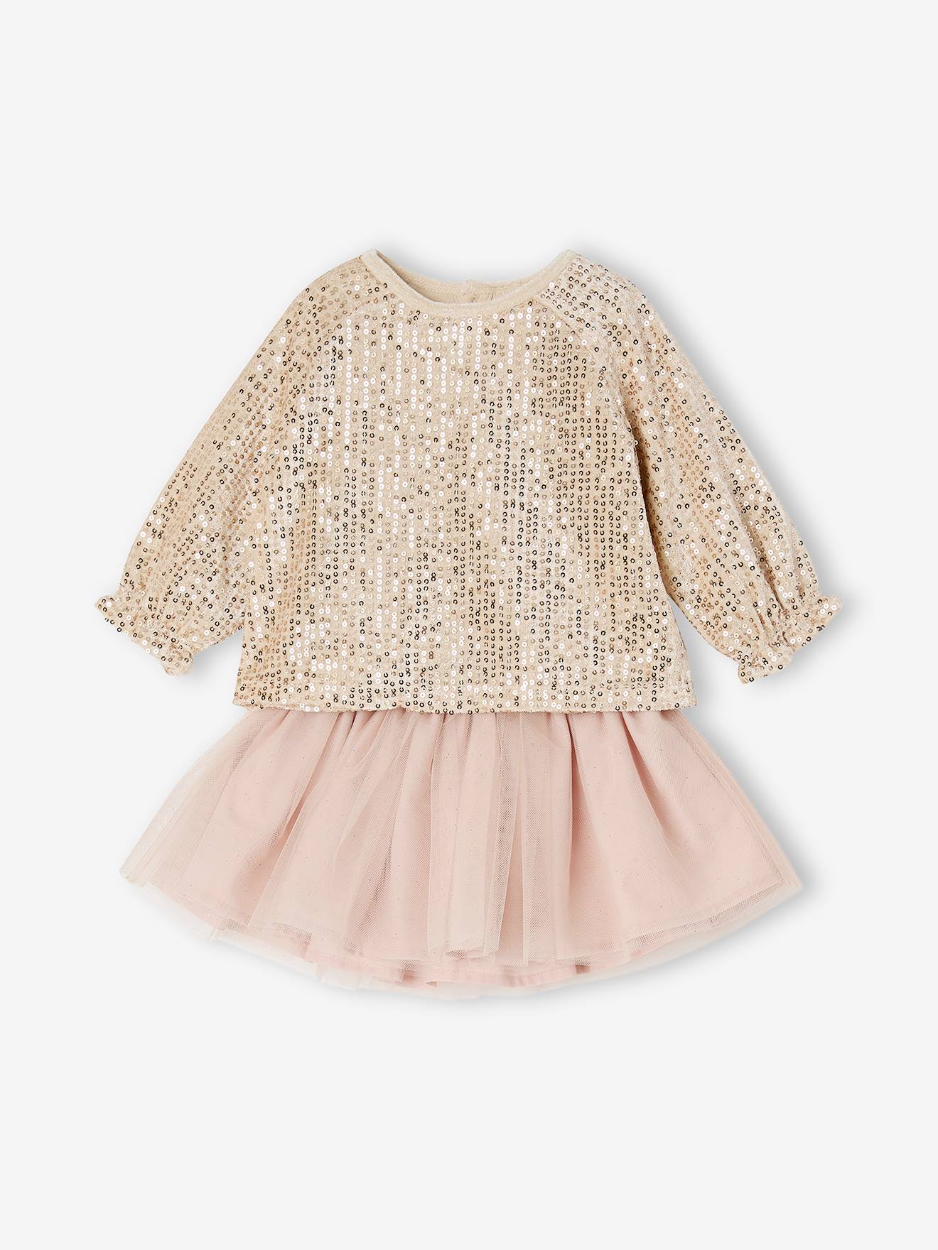 Ensemble jupon et top bébé fille rose