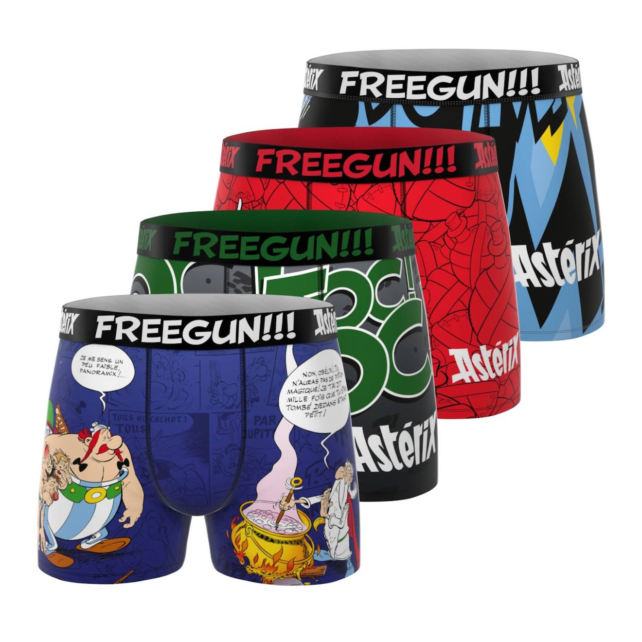 Lot De 4 Boxers Junior Asterix Violet/rouge/gris Foncé/vert/b