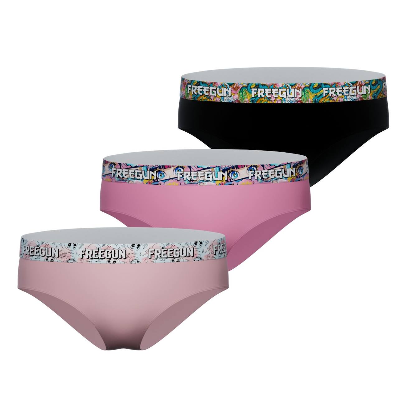 Lot 3 Culottes En Coton Uni Et Ceinture Imprimée Noir/rose/bleu/jaune