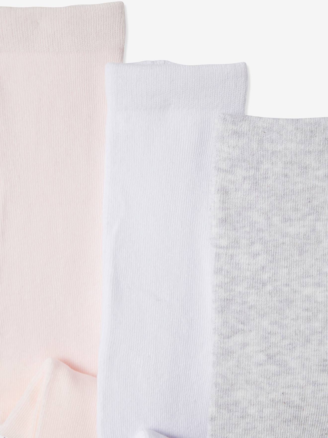 Lot de 3 collants bébé maille blanc/rose clair/gris chiné (Vertbaudet) - Image 2