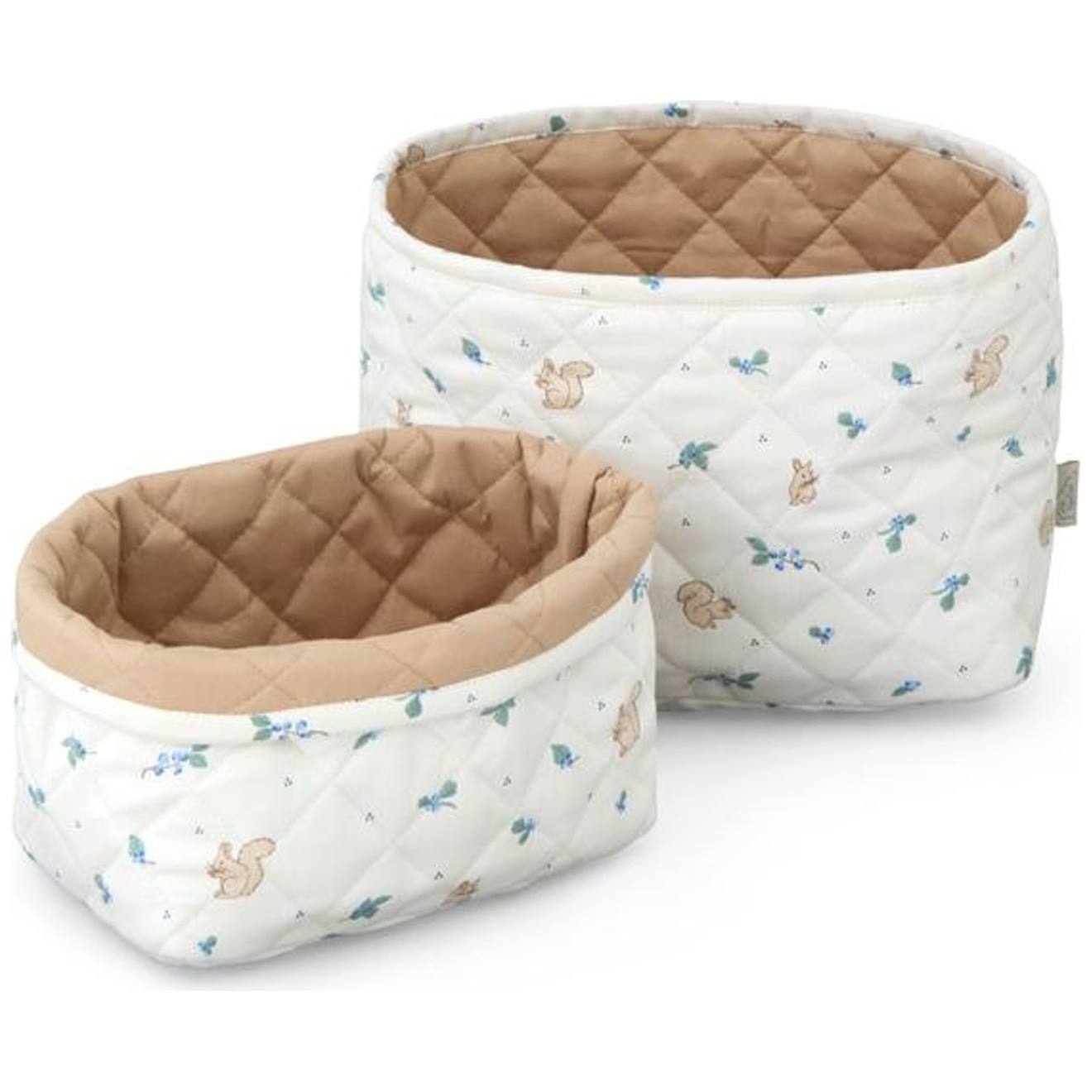 Lot De 2 Paniers De Rangement Matelassé Blueberries Bleu, Marron, Banc