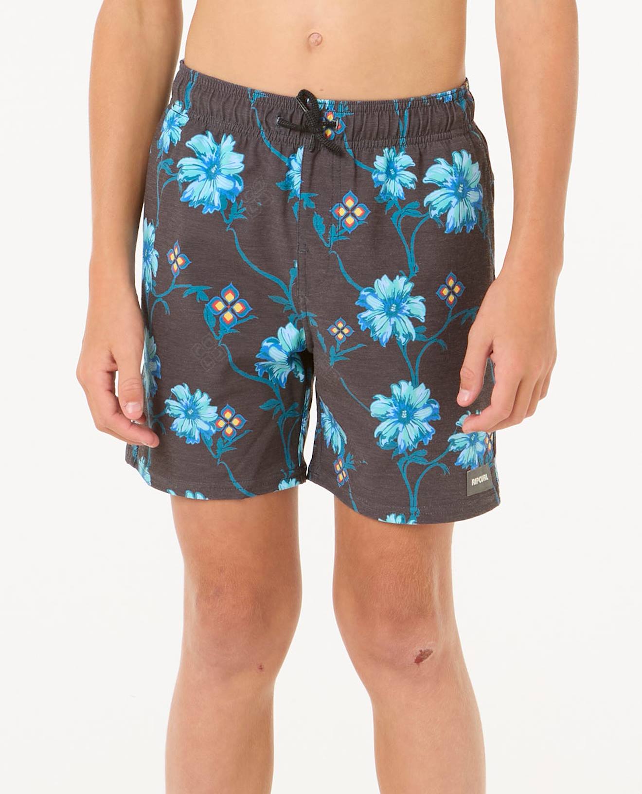 Short De Bain Volley Surf Revival Floral Garçon Noir