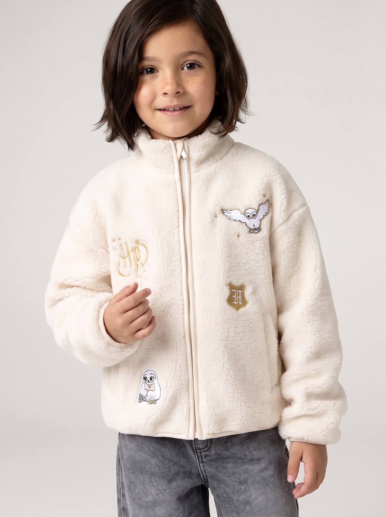 Veste zippée en sherpa Harry Potter fille écru
