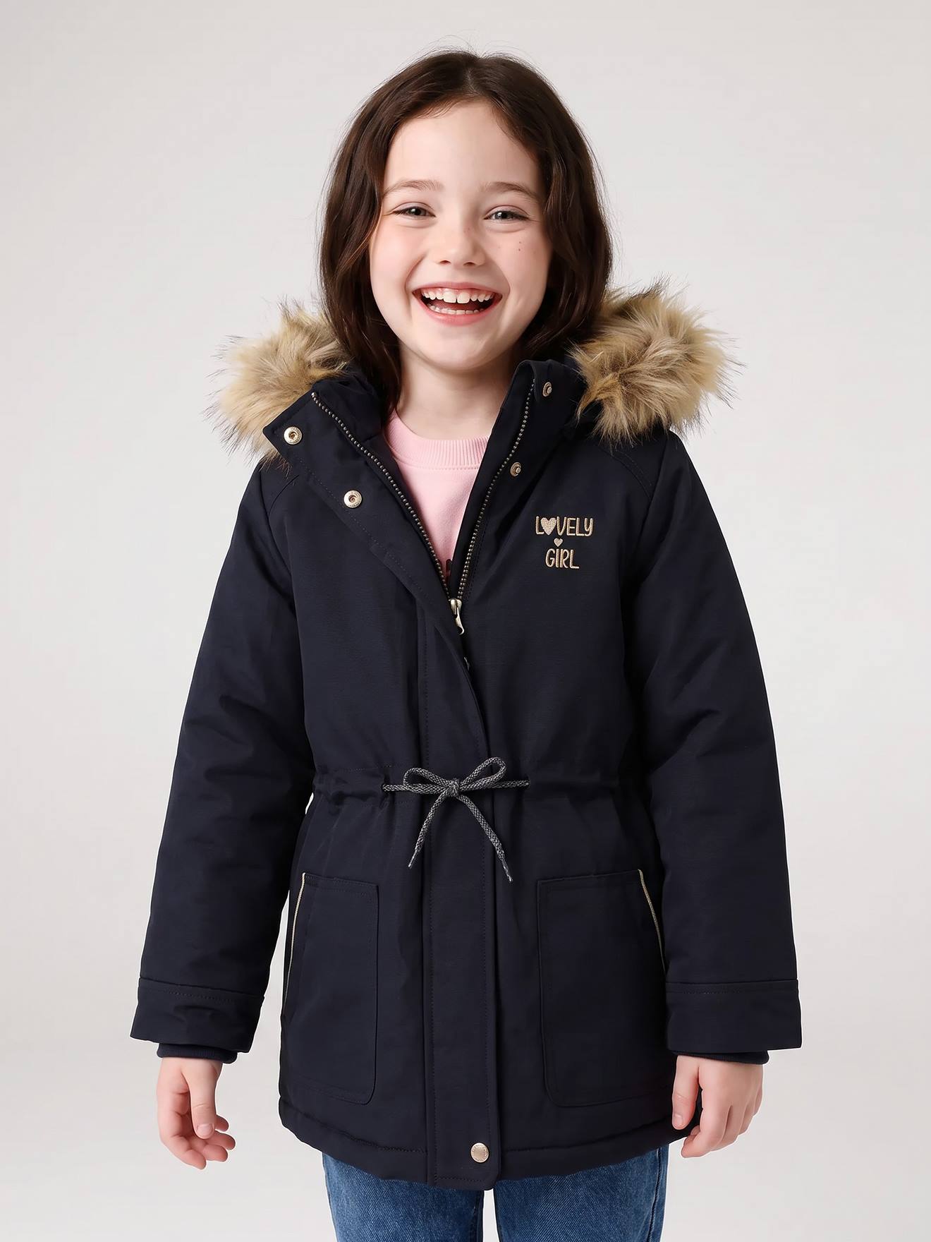 Parka fille 3 en 1 hiver à capuche noir