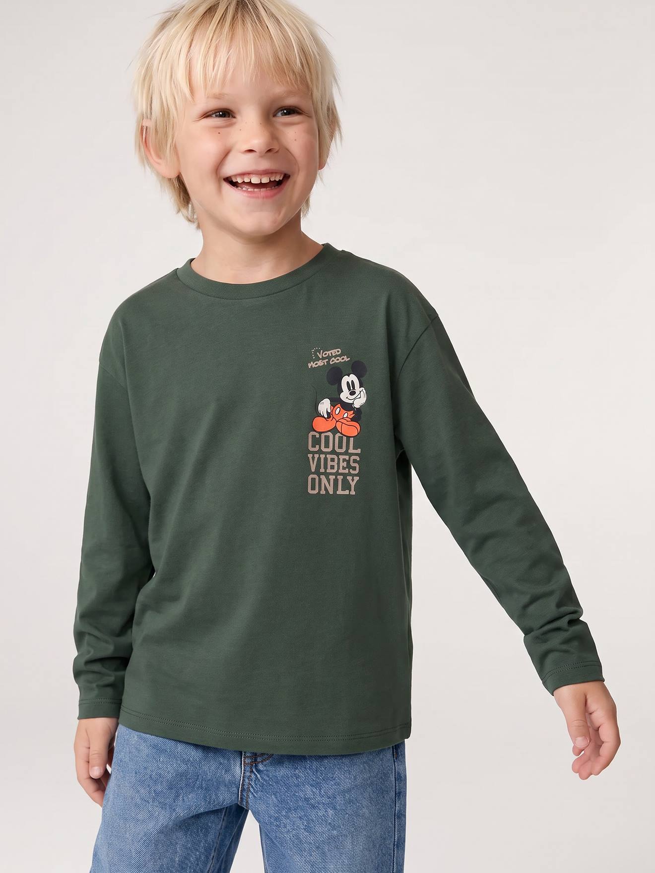 T-shirt manches longues Mickey garçon vert