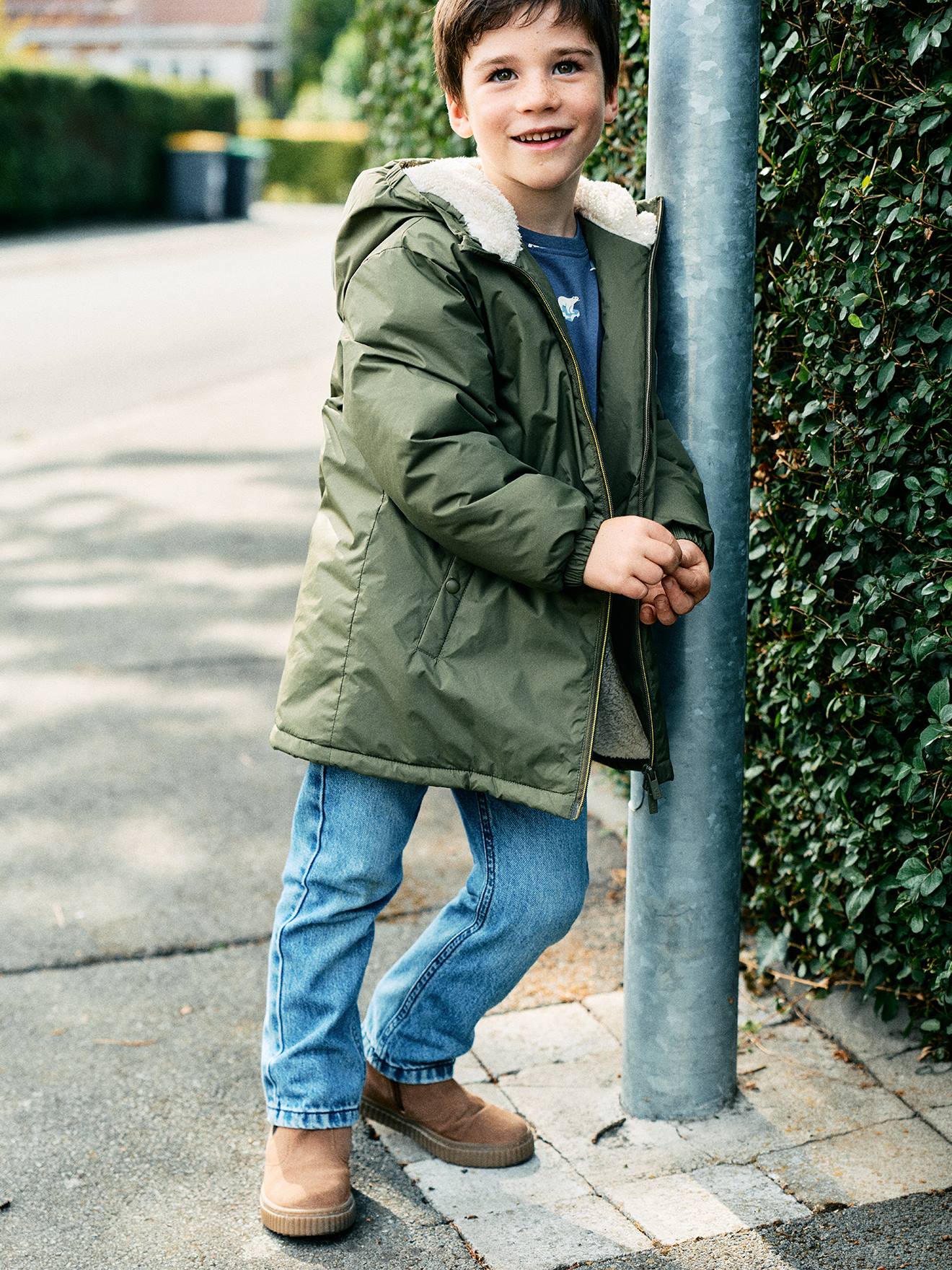 Coupe vent long enfant garçon olive