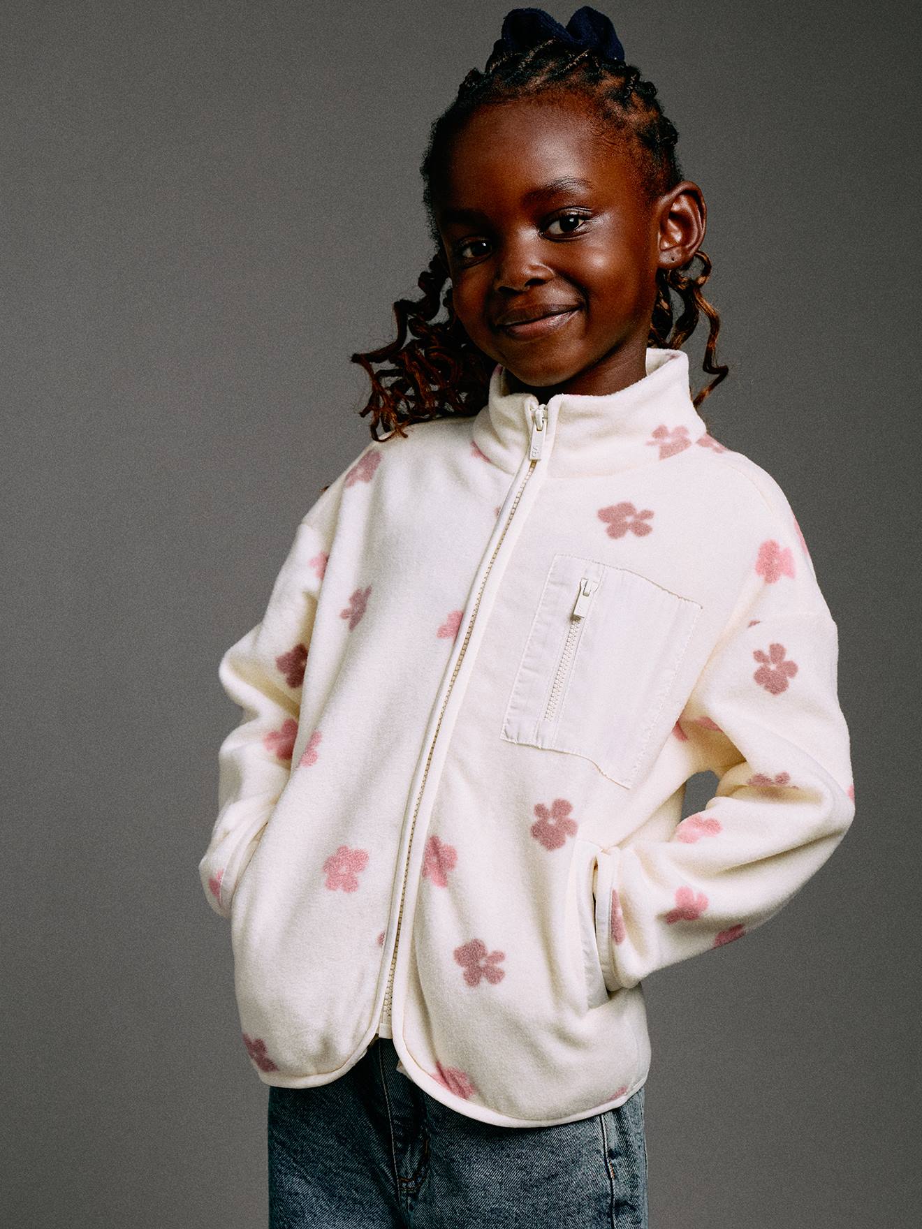 Sweat polaire fille zippé vanille