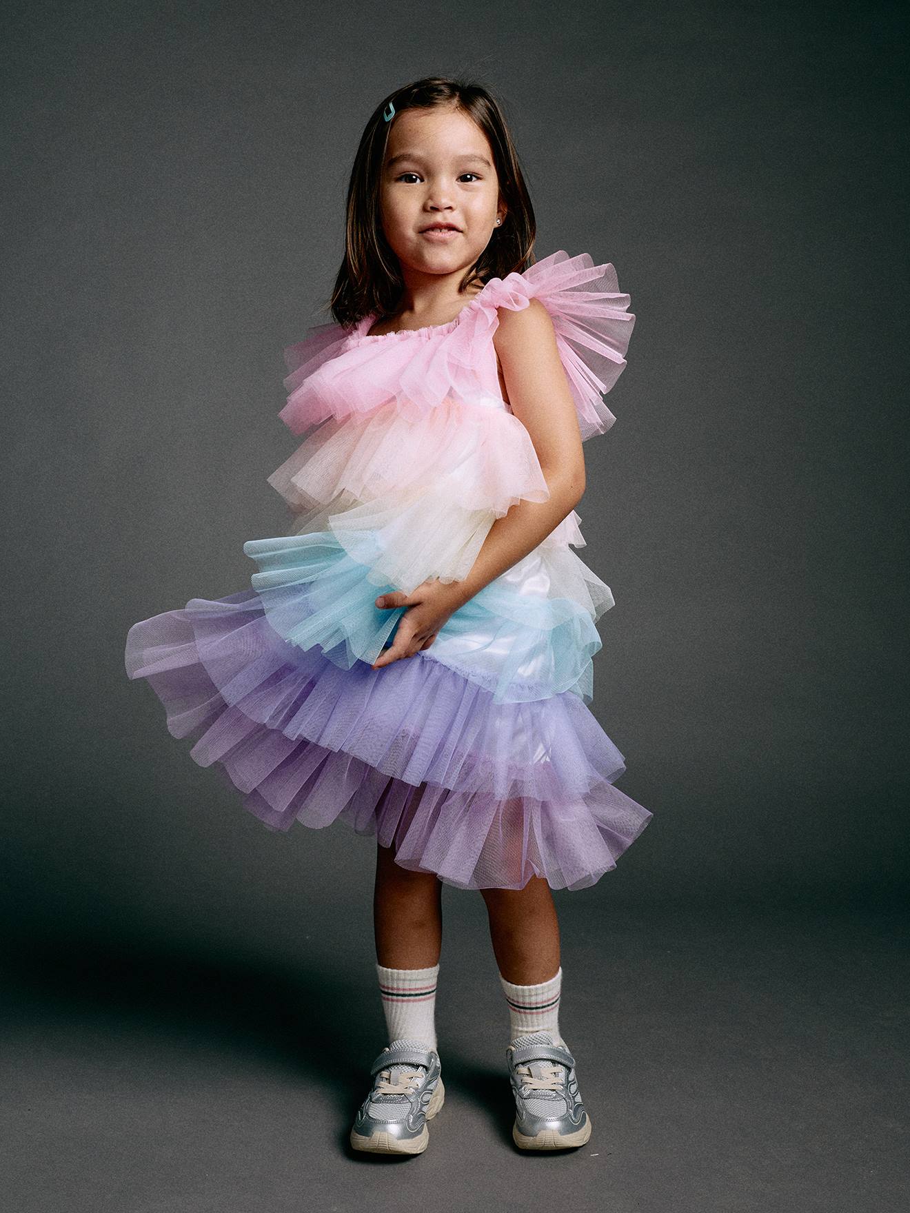 Robe de princesse arc-en-ciel multicolore
