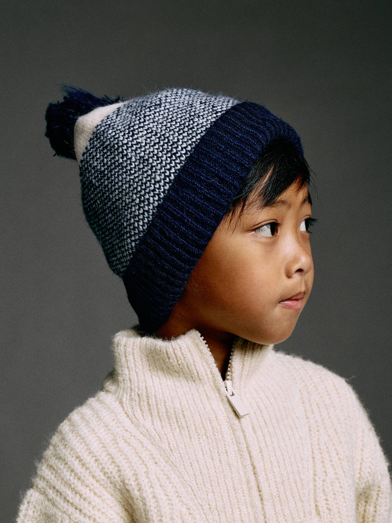 Ensemble garçon bonnet, snood et gants marine