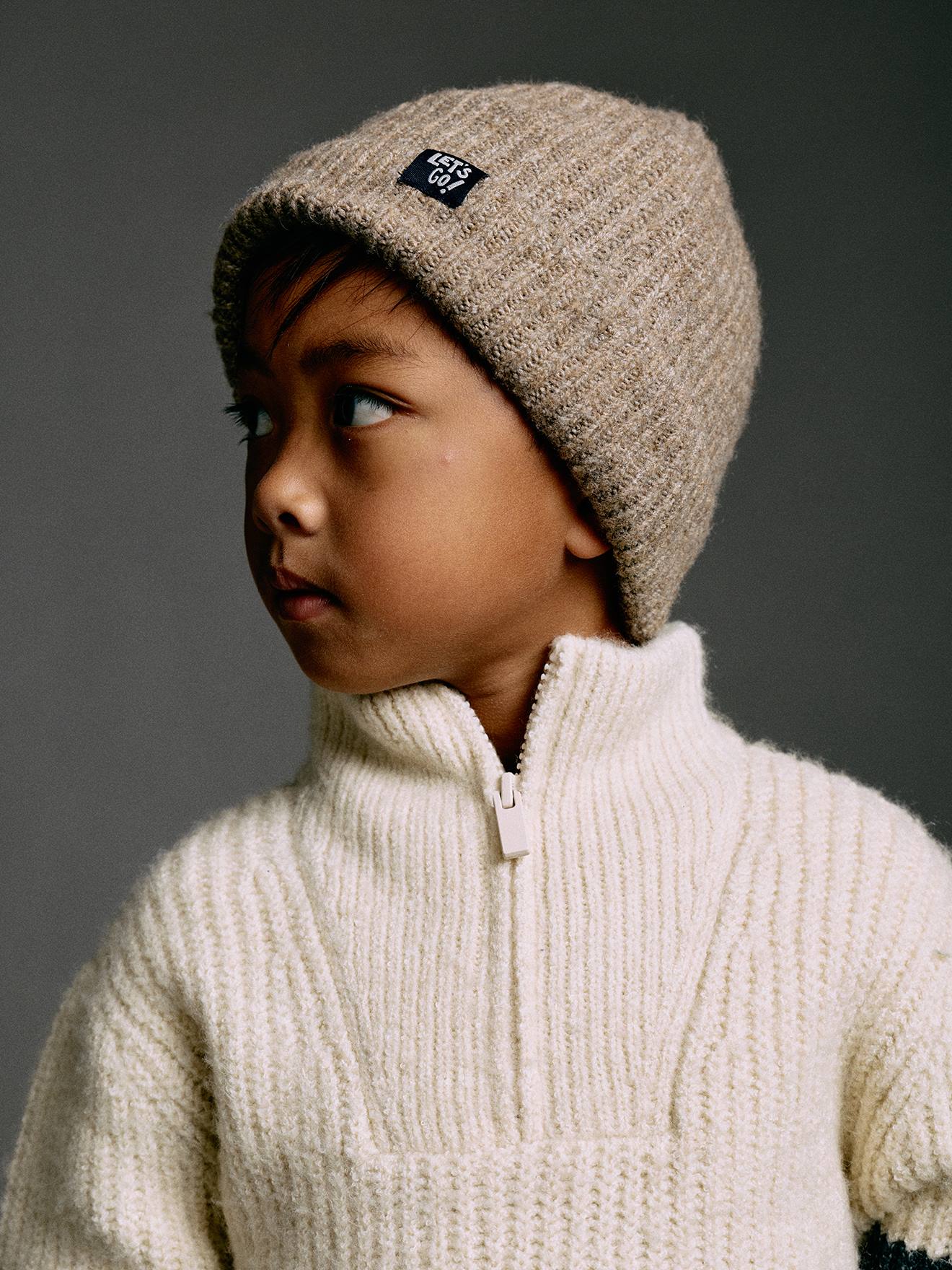 Ensemble bonnet, snood et gants taupe