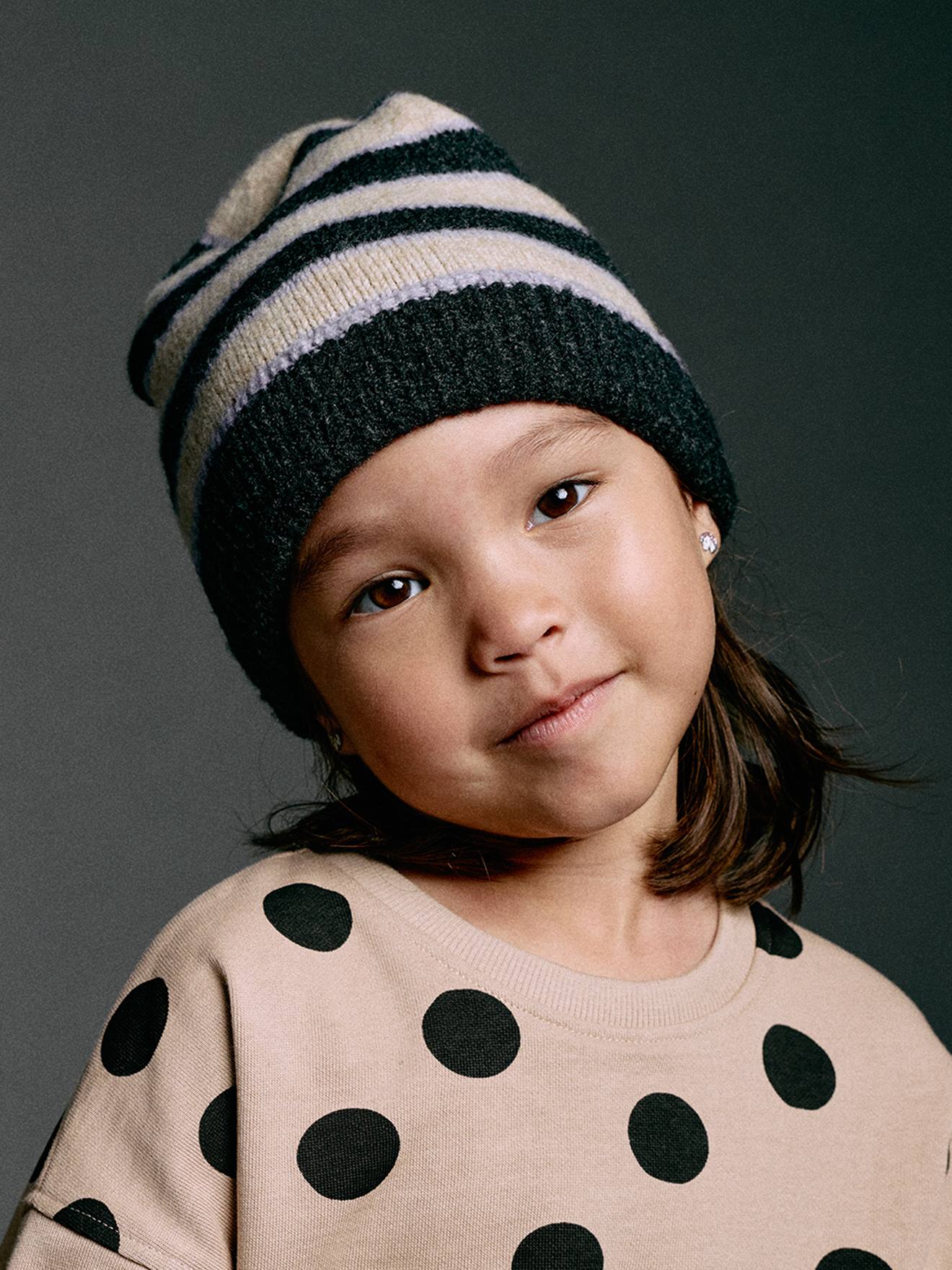Ensemble fille bonnet, snood et gants tricot anthracite