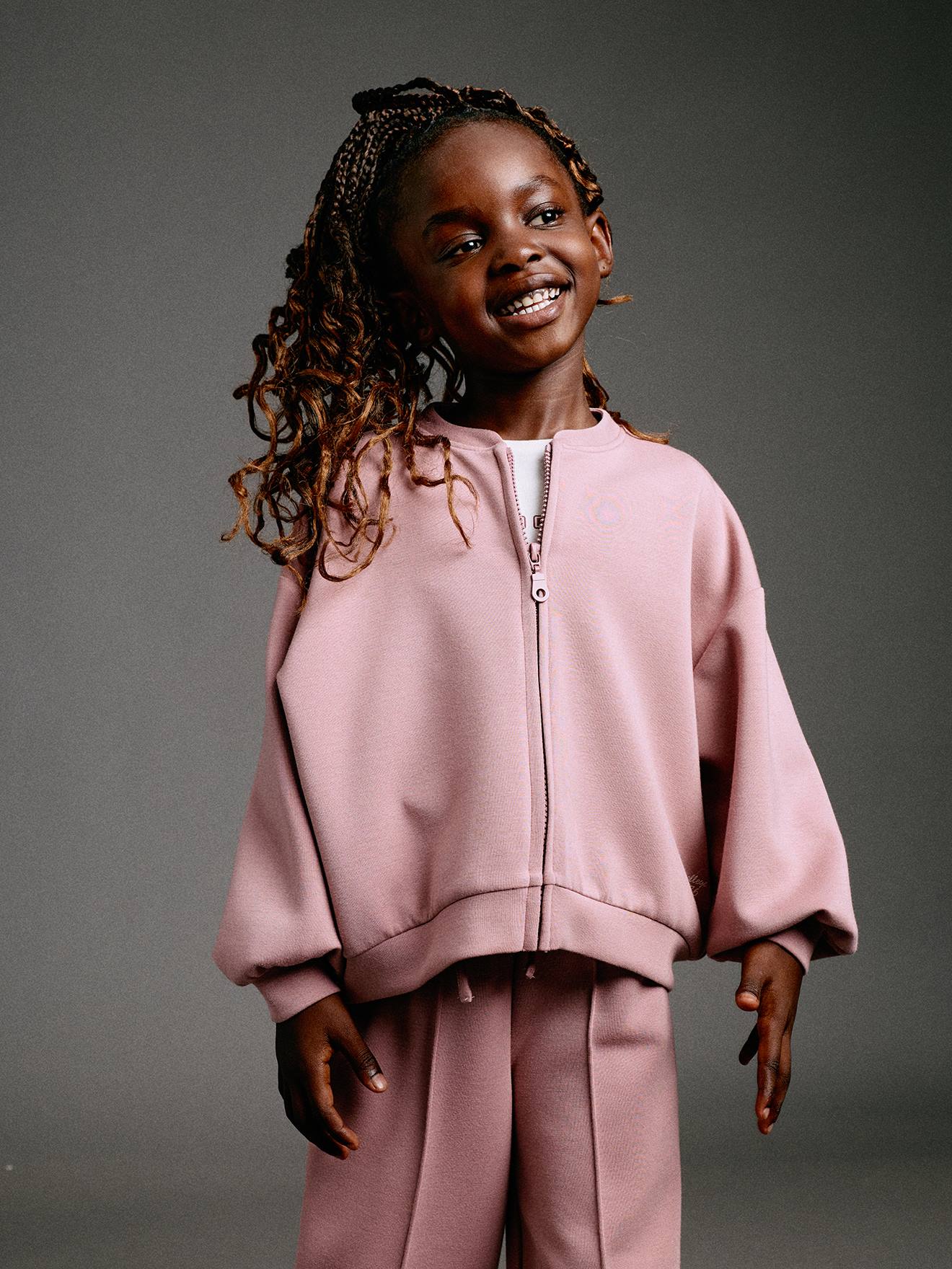 Sweat zippé fille vieux rose