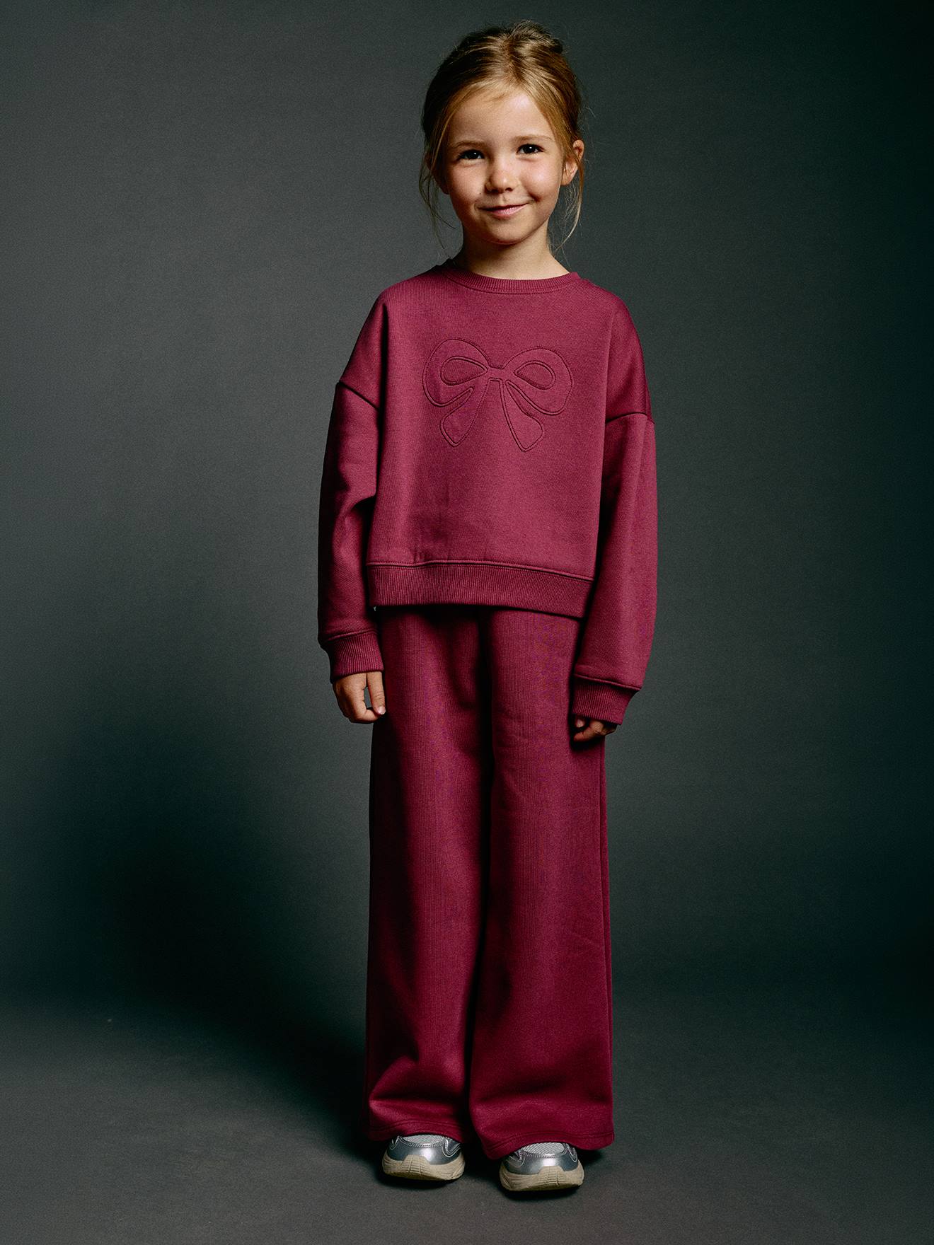 Ensemble sweat et pantalon jogging fille prune
