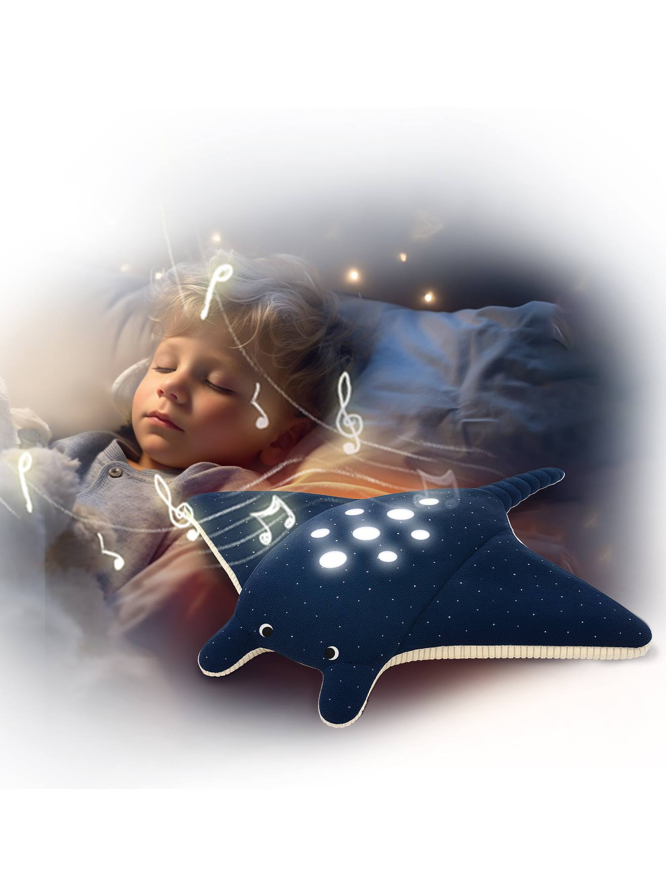 Peluche veilleuse raie Dodo bleu