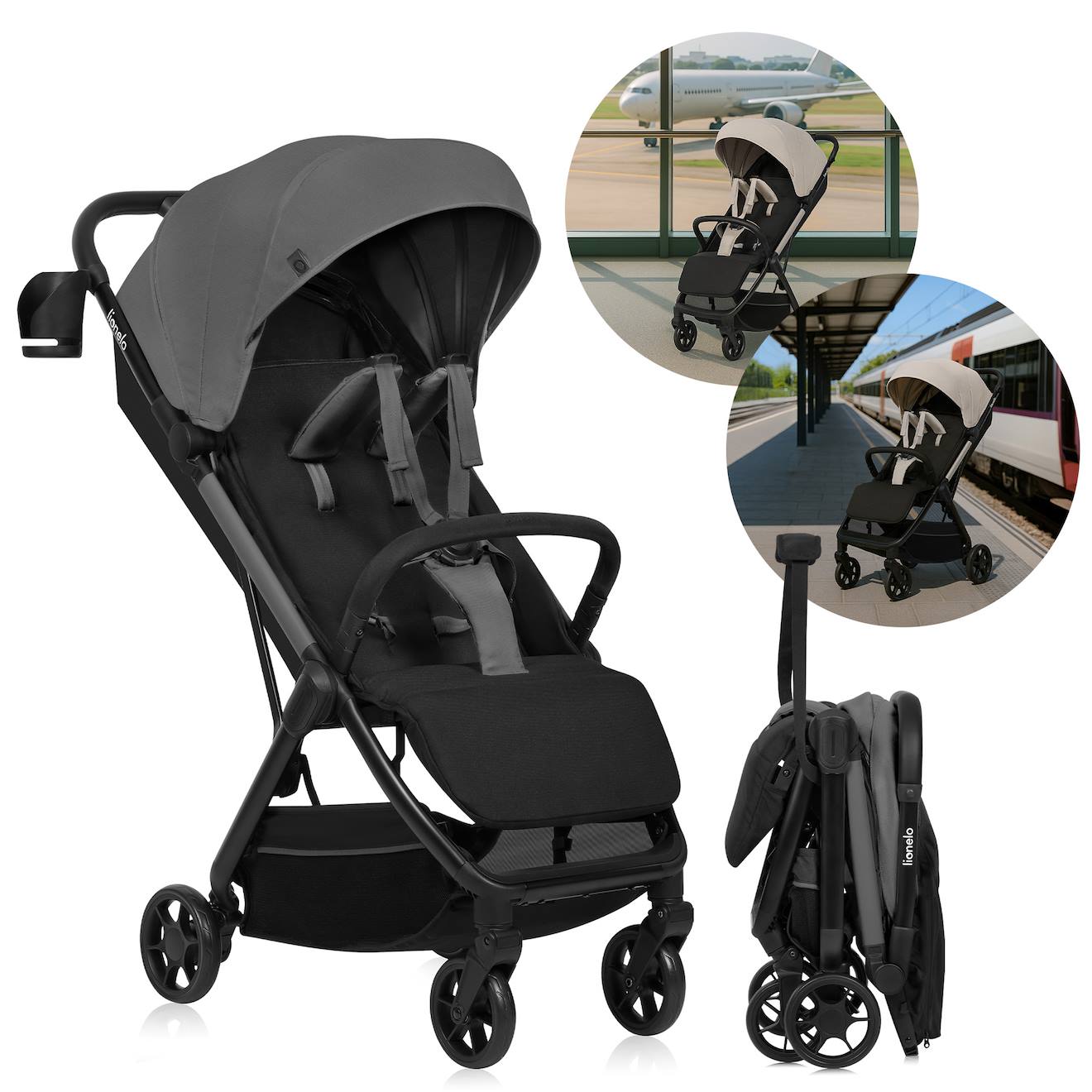 Poussette Ultra-compacte Julie Air Légère Et Pliable, Compatible Avion Grey Stone
