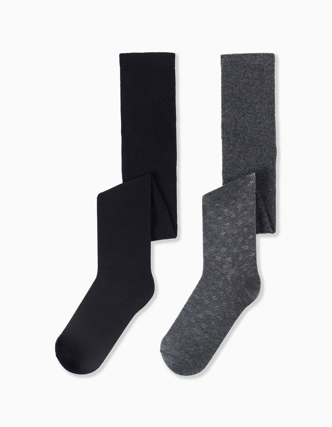 Pack 2 Collants Uni/rhombes Multicolore