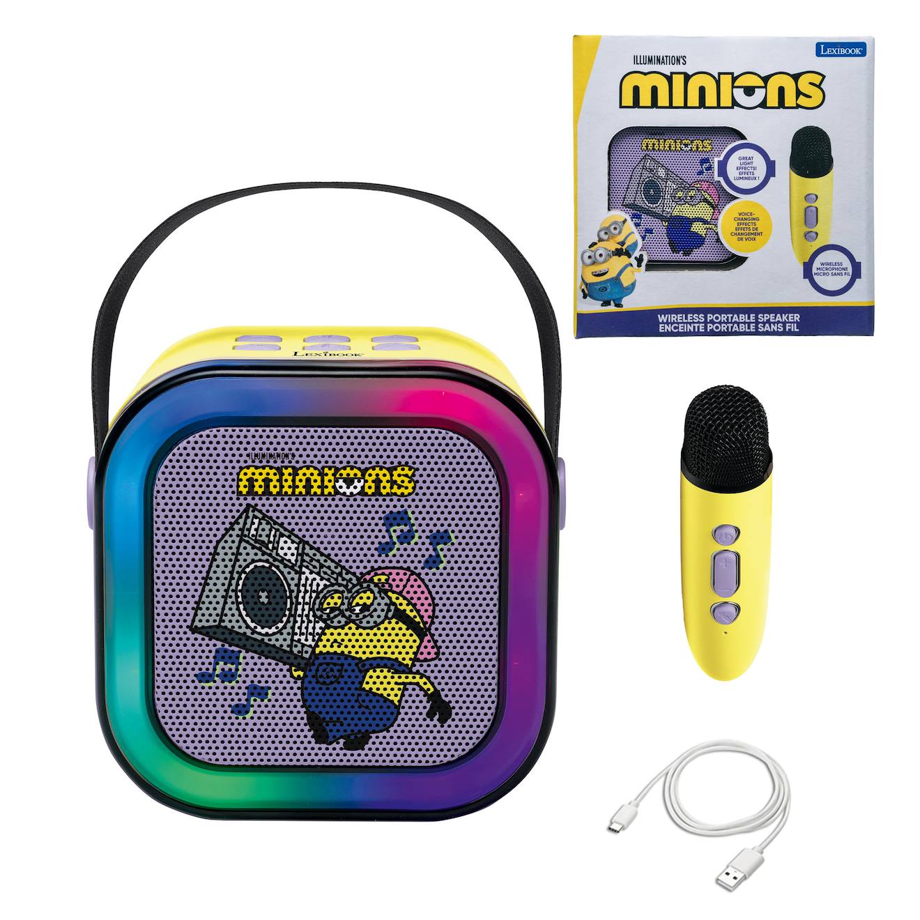 Enceinte Karaoké Portable Minions Avec Un Microphone Sans Fil Multicolore