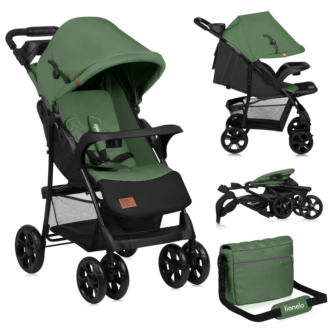 Poussette Tout-terrain Emma 6-36 Mois Avec Sac Et Pliage Rapide Green Emerald